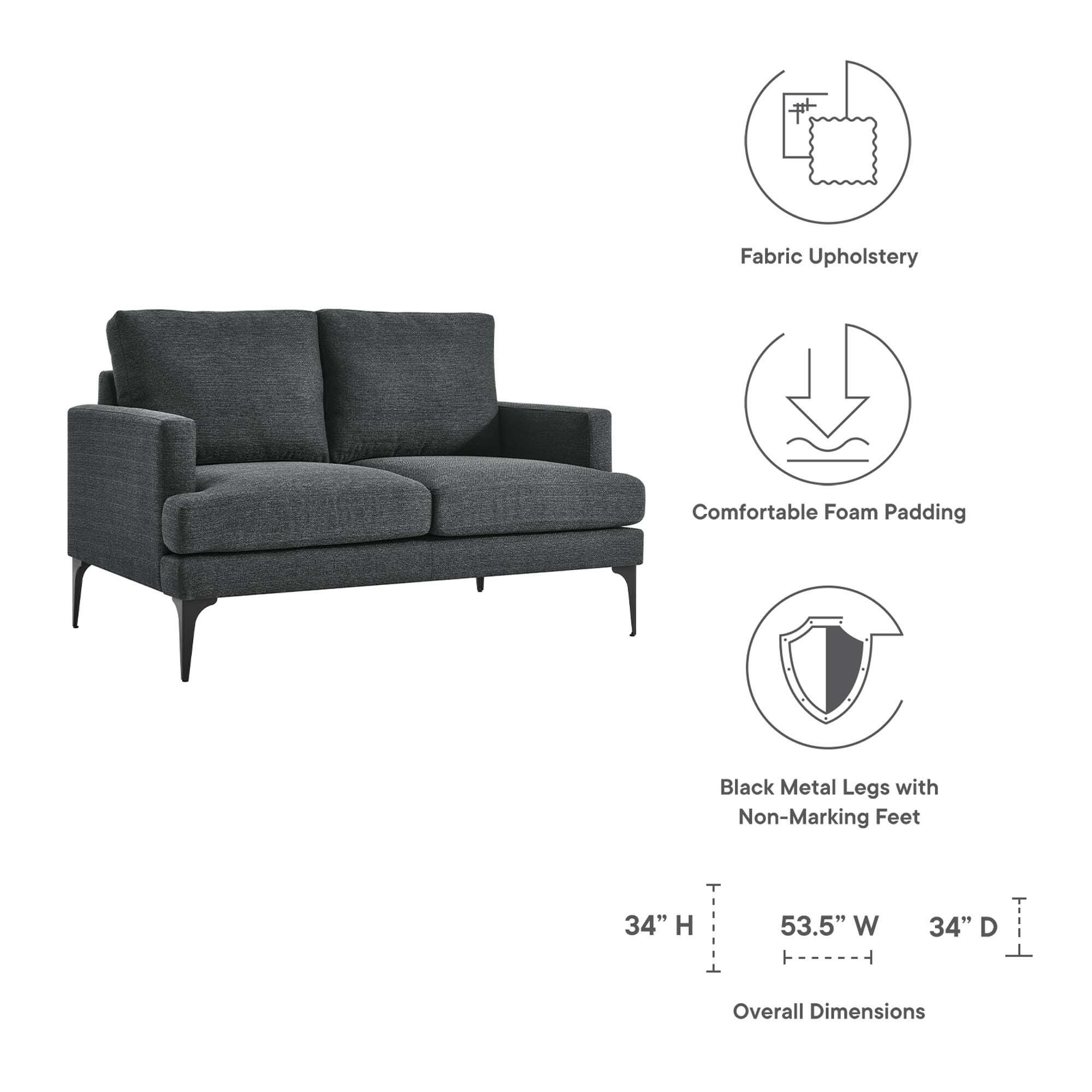 Modway Evermore Loveseat, Gray, large