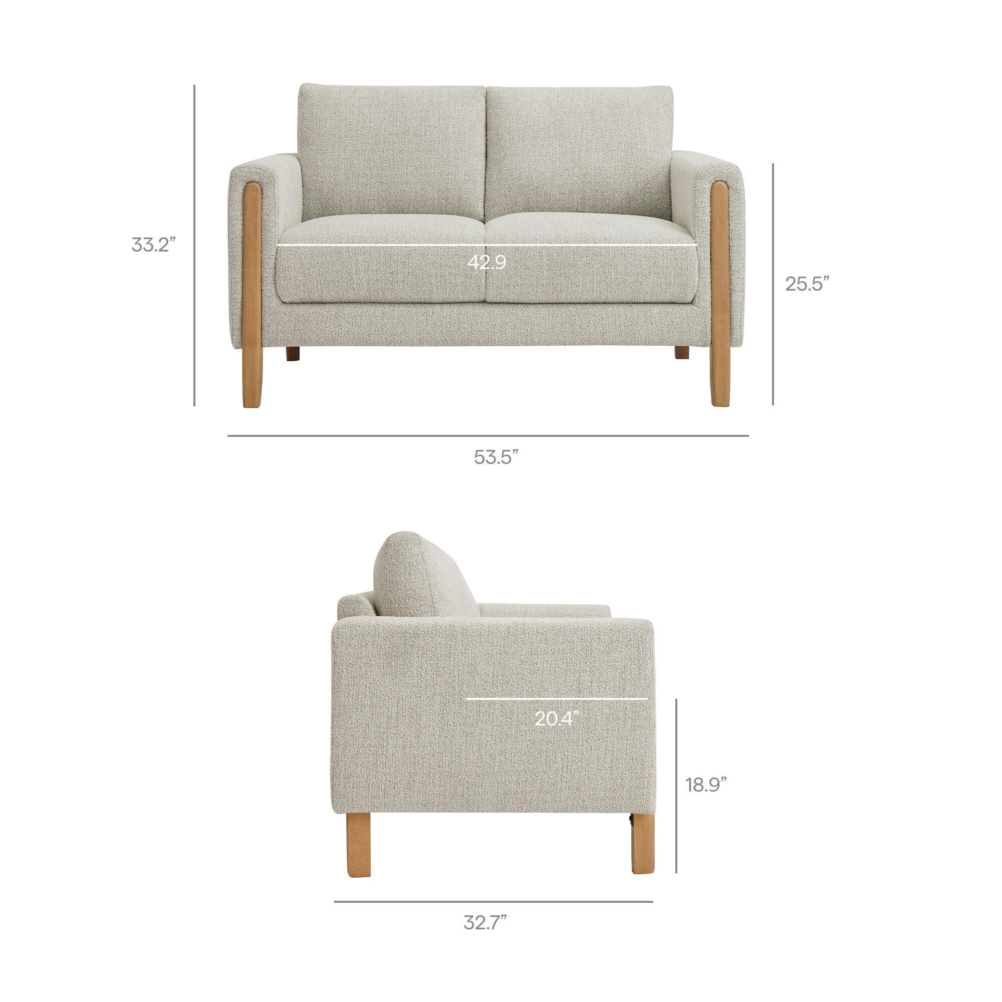 Modway Hawken Loveseat, Parchment/Beech, large