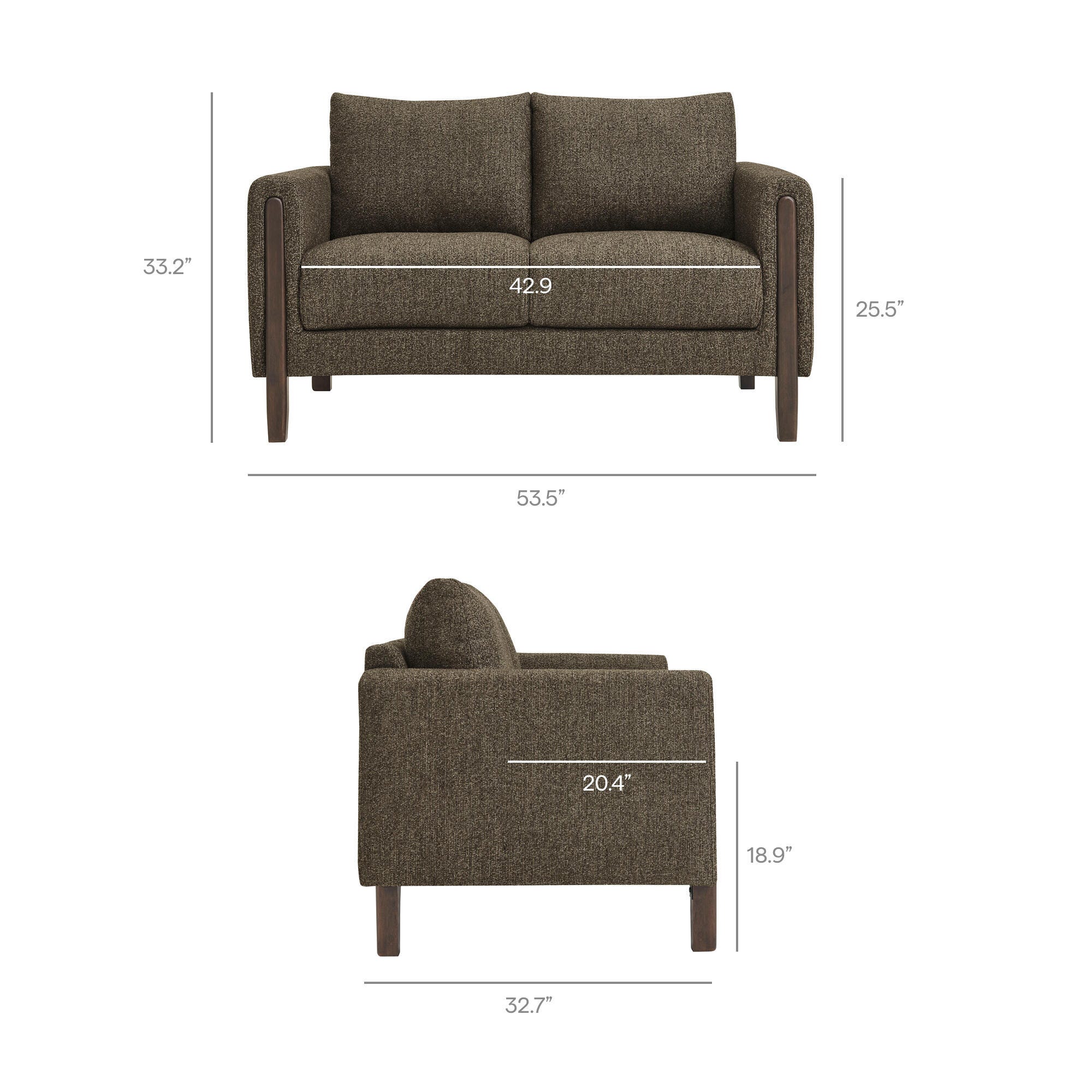 Modway Hawken Loveseat, Antique Espresso, large