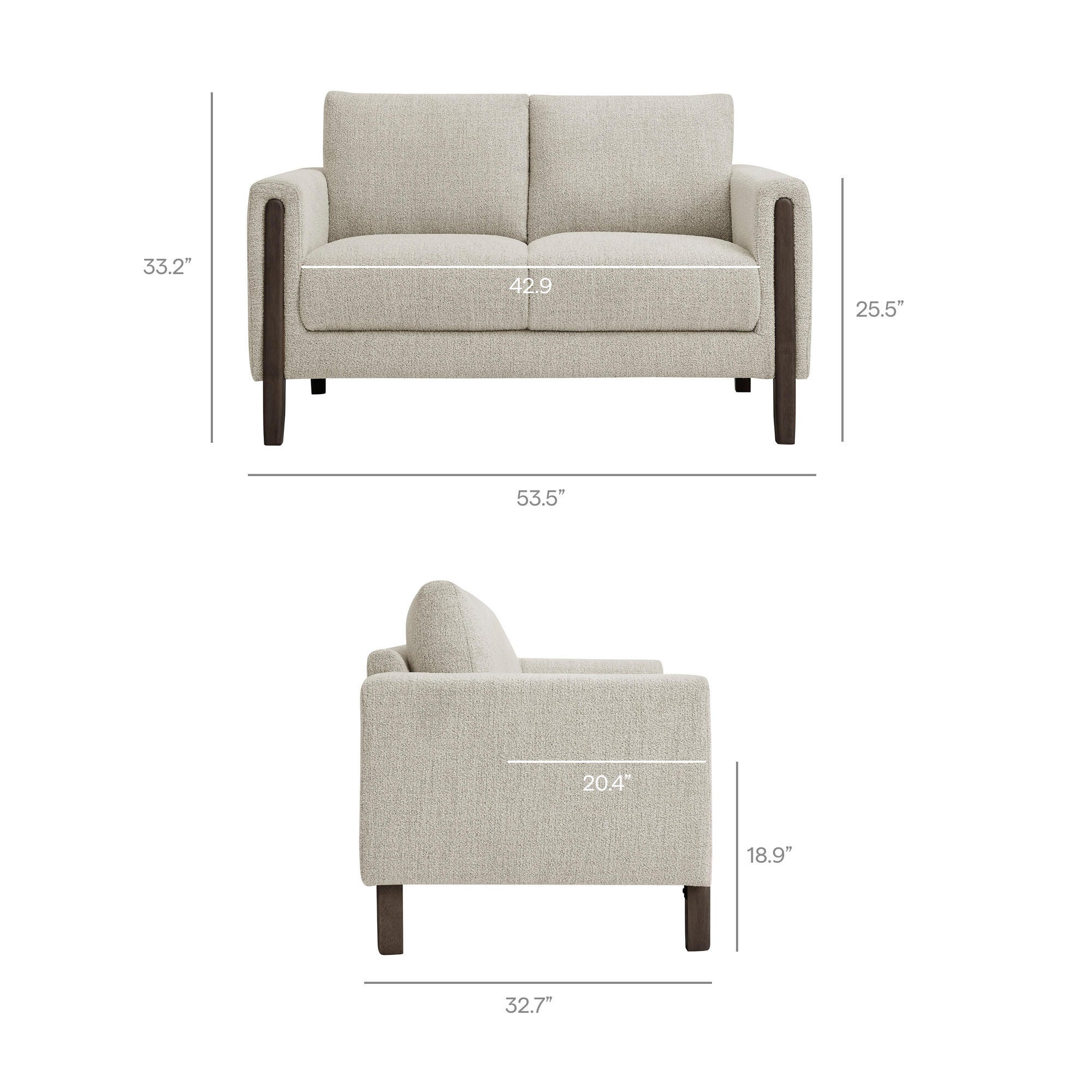 Modway Hawken Loveseat, Parchment/Espresso, large