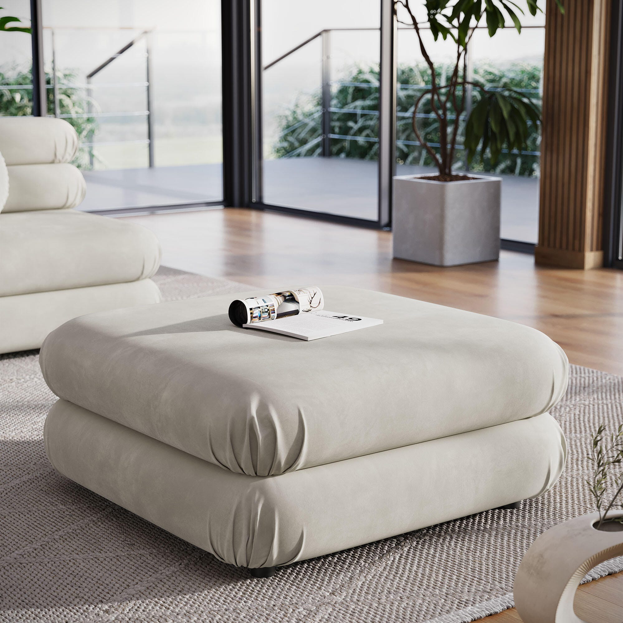 Modway Jubilee Ottoman, Almond, rollover