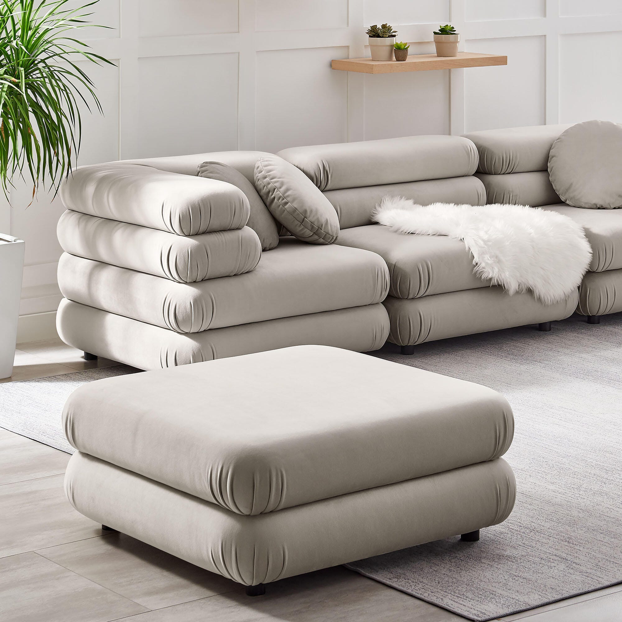 Modway Jubilee Ottoman, Almond, large