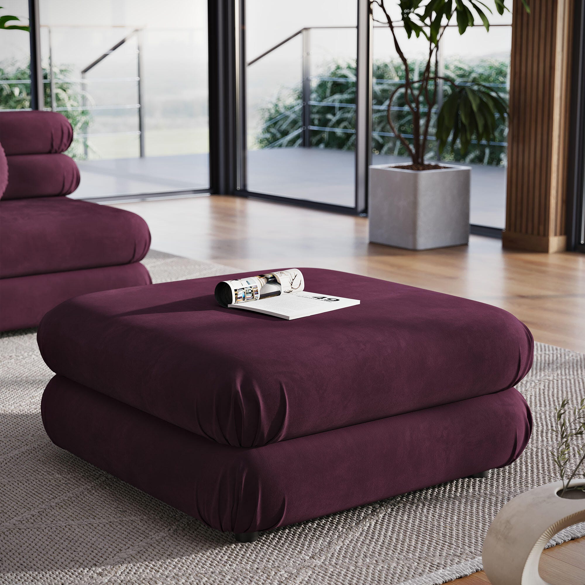 Modway Jubilee Ottoman, Mulberry, rollover