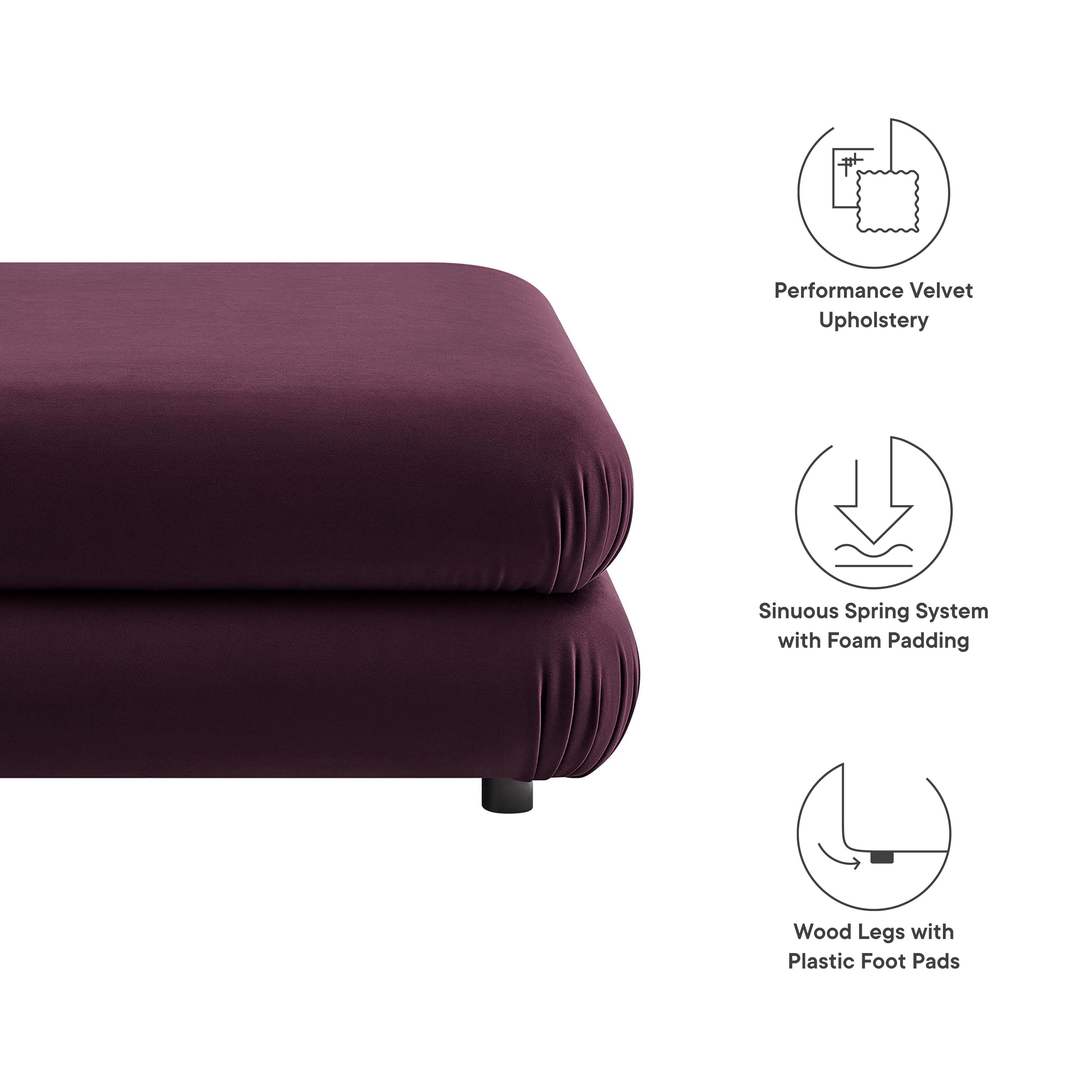 Modway Jubilee Ottoman, Mulberry, large