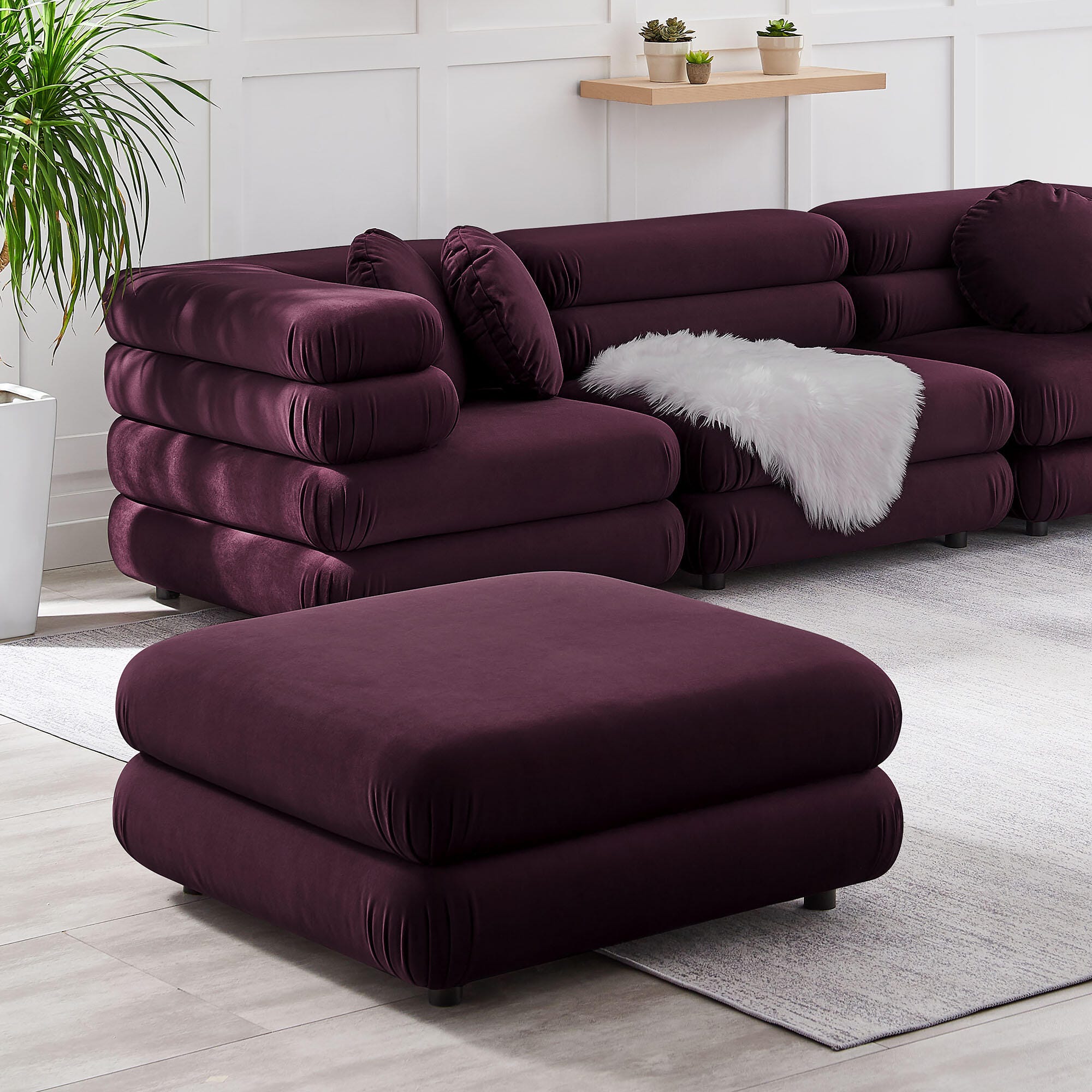 Modway Jubilee Ottoman, Mulberry, large