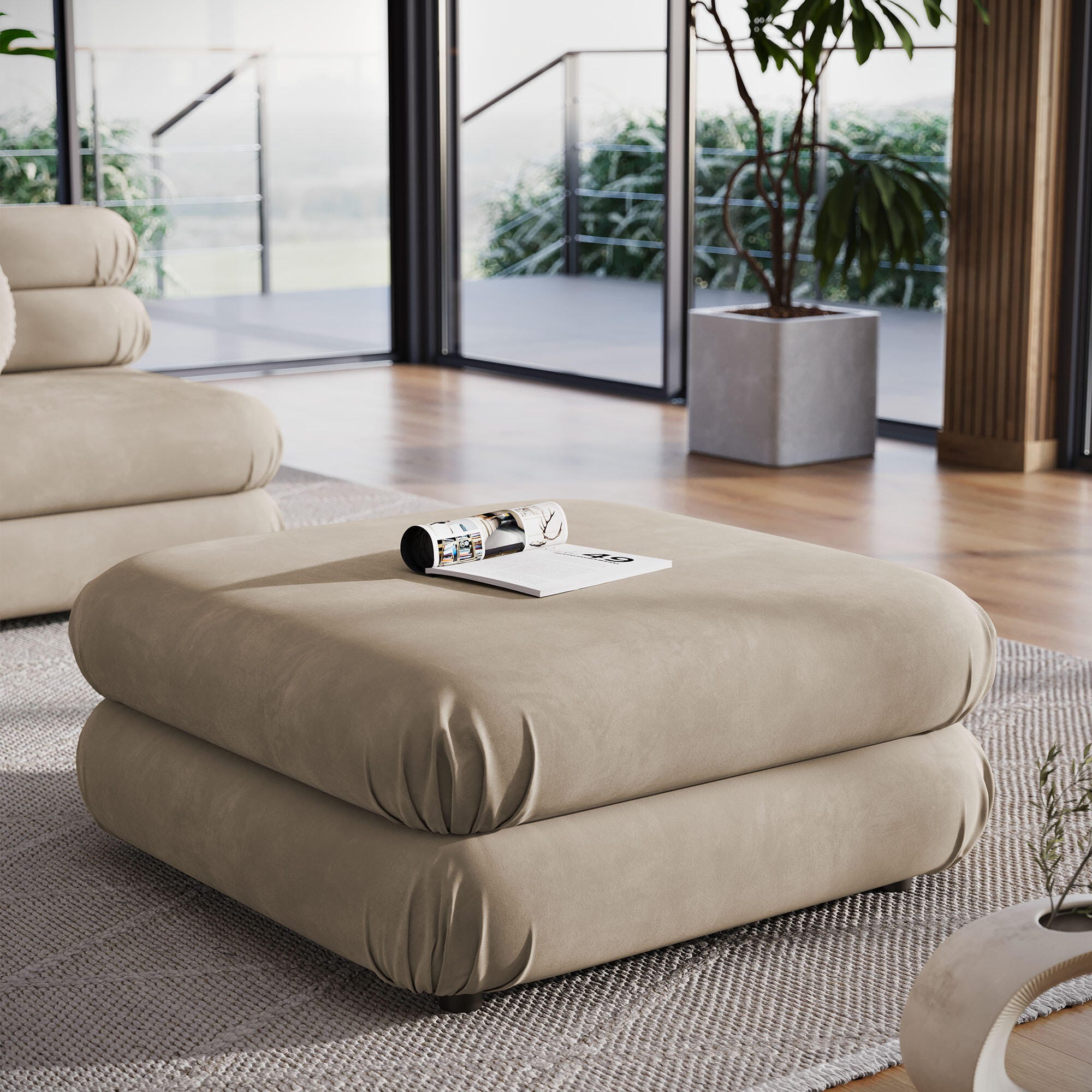 Modway Jubilee Ottoman, Taupe, rollover