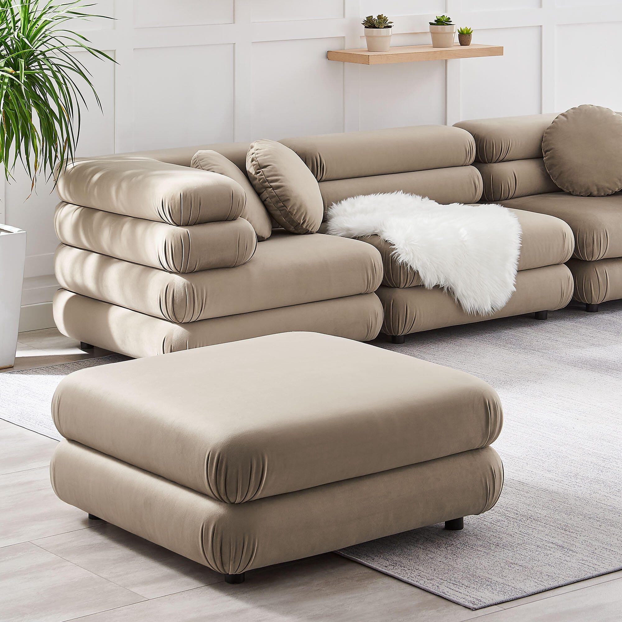 Modway Jubilee Ottoman, Taupe, large