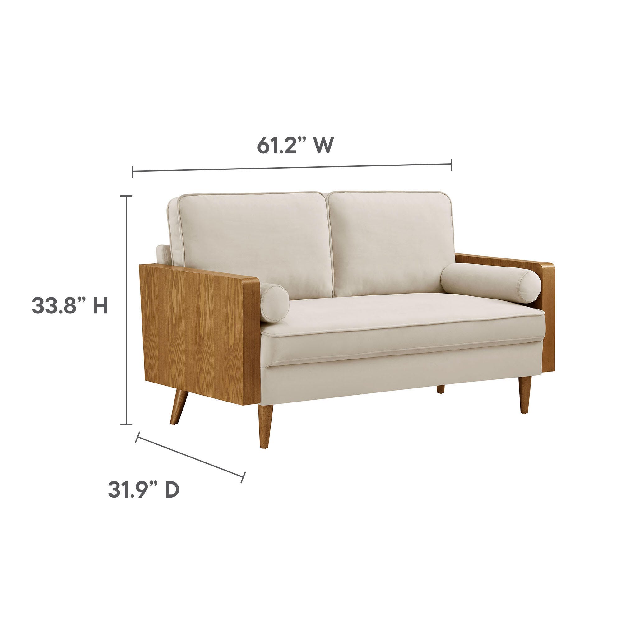 Modway Kellan Loveseat, Walnut/Almond, large