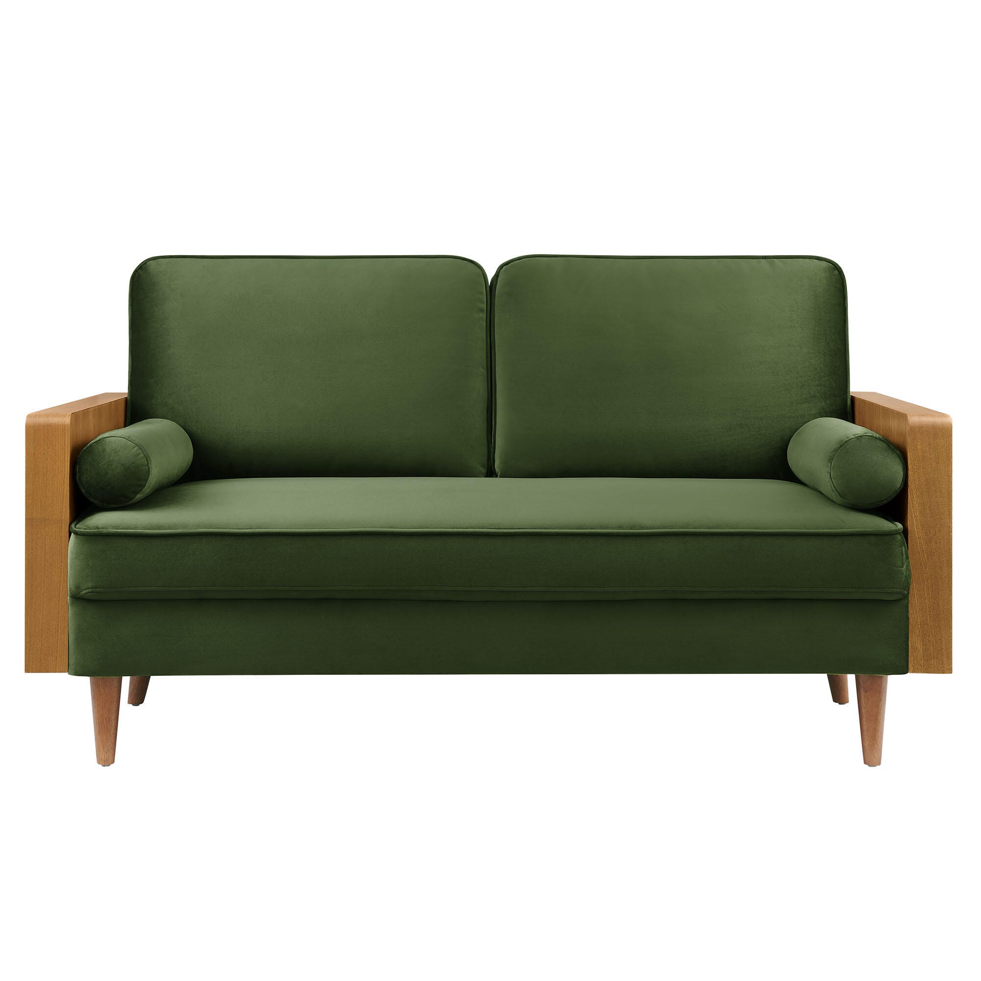 Modway Kellan Loveseat, Walnut/Moss Green, large