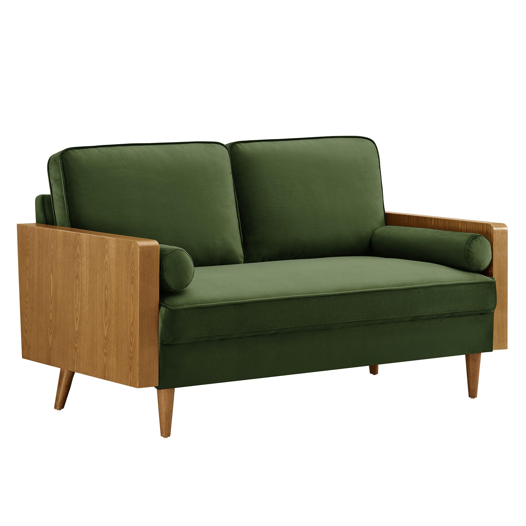 Modway Kellan Loveseat, Walnut/Moss Green, large