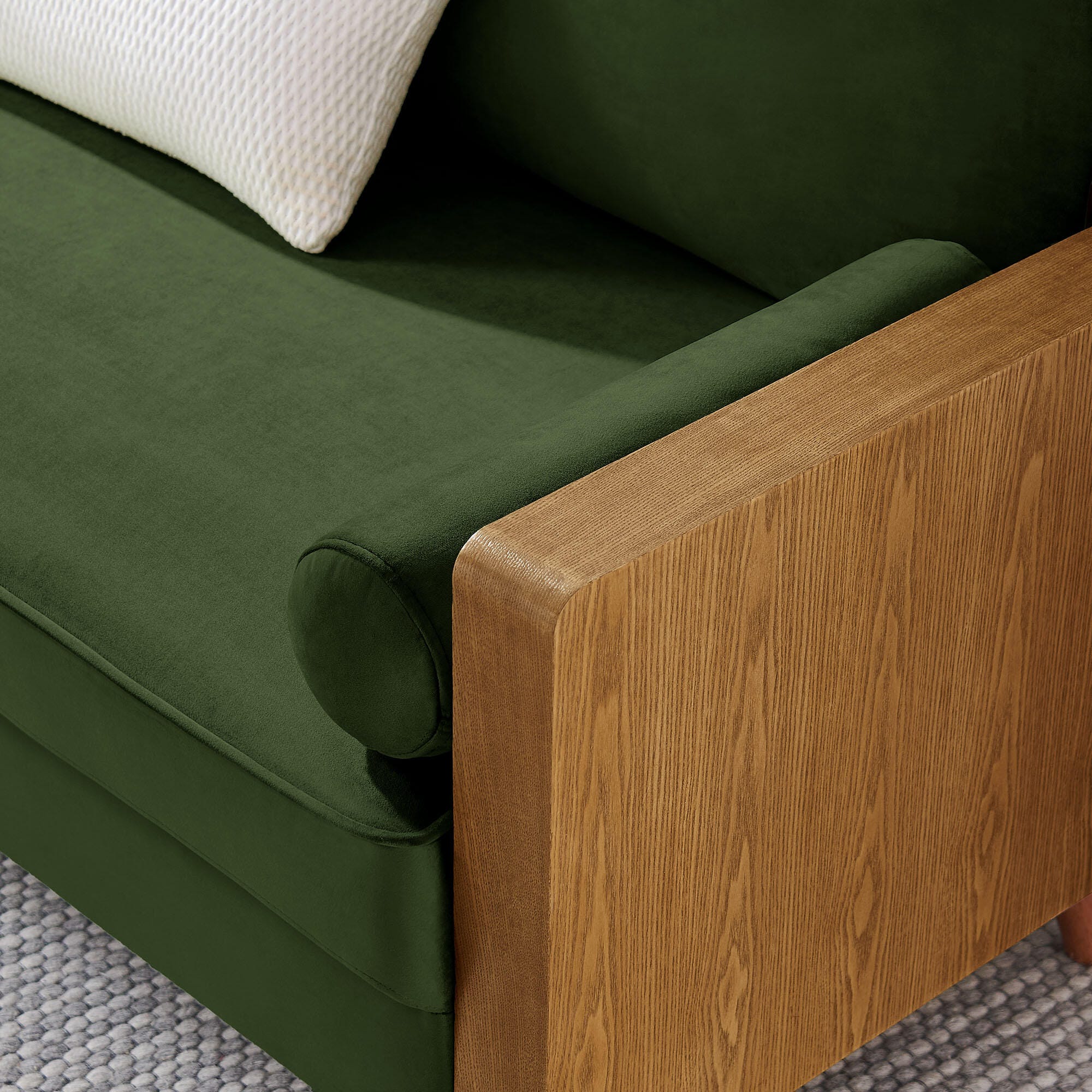 Modway Kellan Loveseat, Walnut/Moss Green, large
