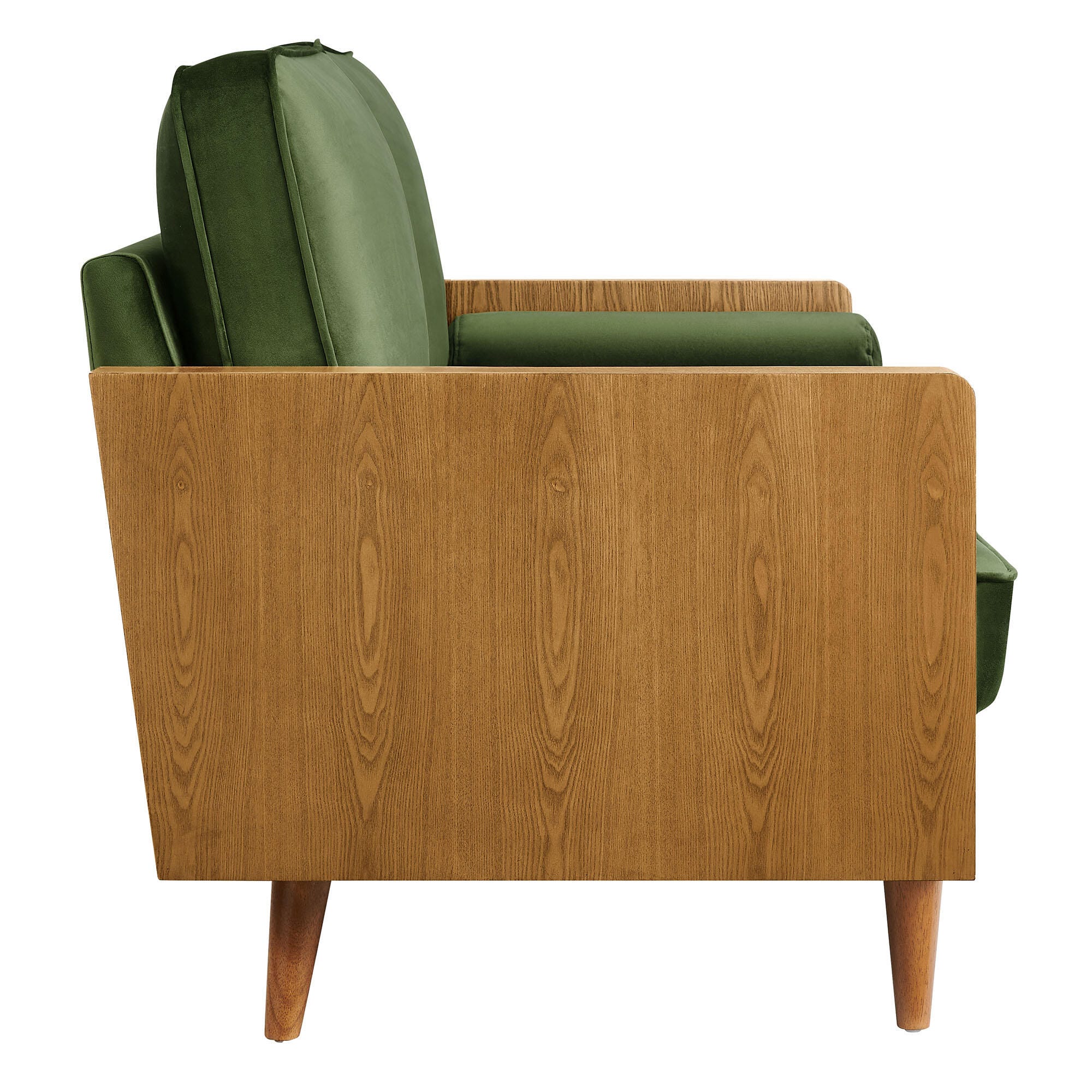 Modway Kellan Loveseat, Walnut/Moss Green, large