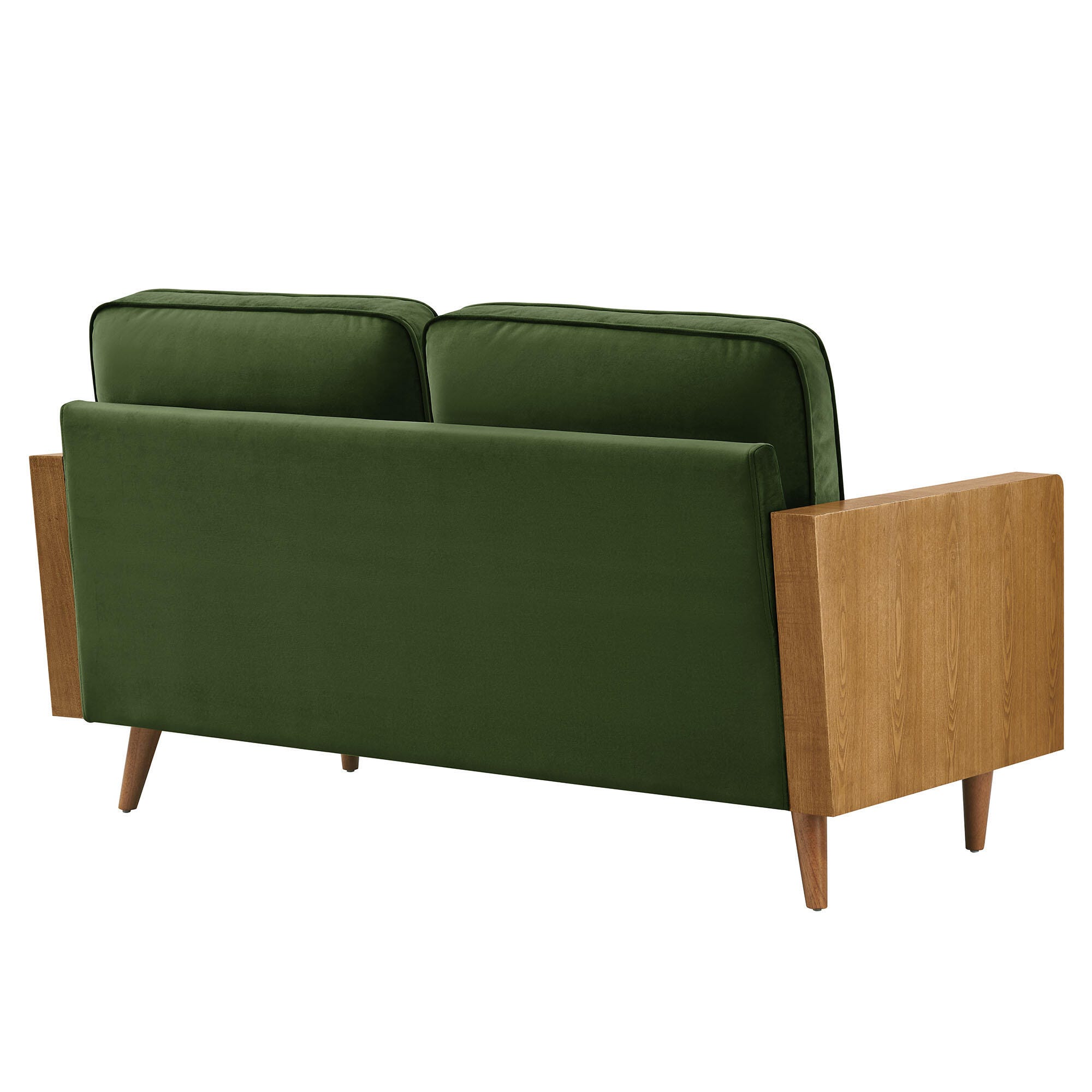 Modway Kellan Loveseat, Walnut/Moss Green, large