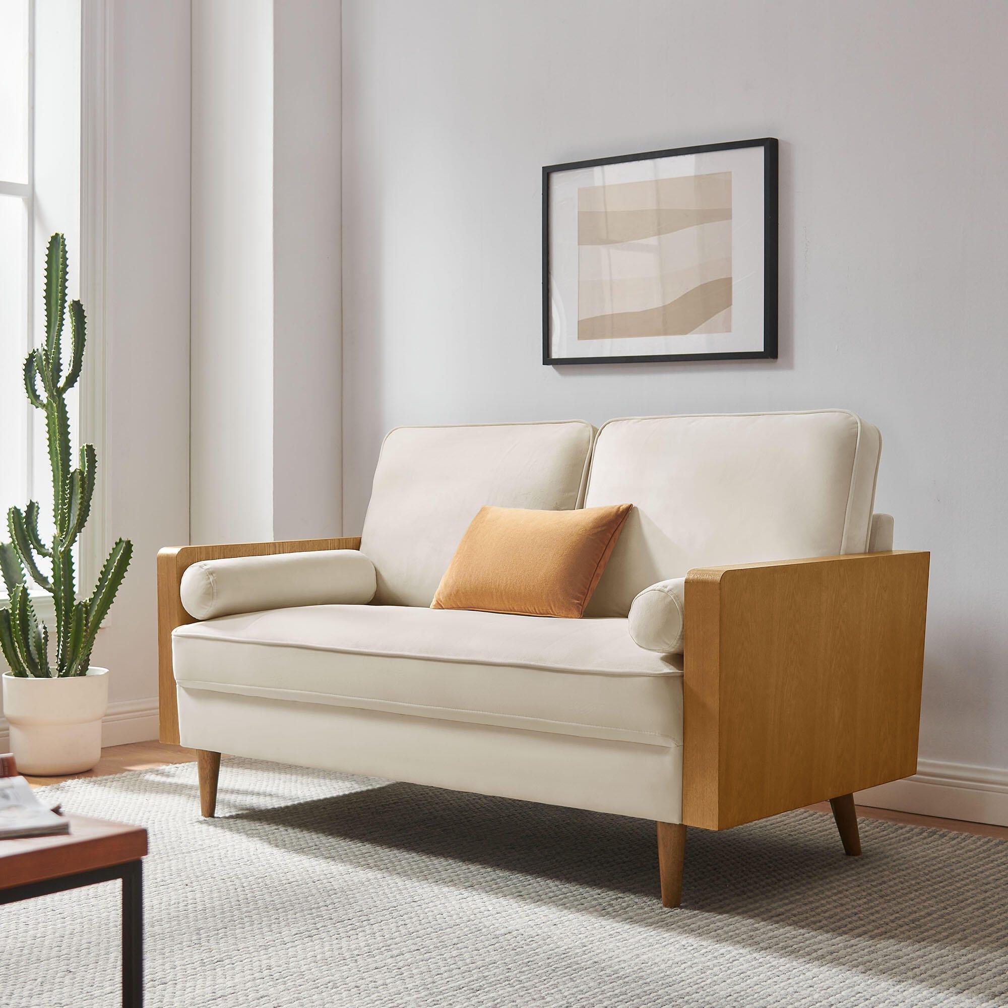 Modway Kellan Loveseat, Walnut/Alabaster, large