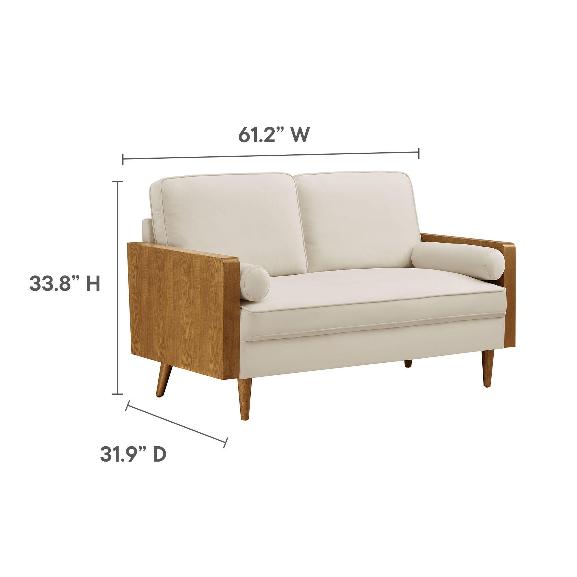 Modway Kellan Loveseat, Walnut/Alabaster, large