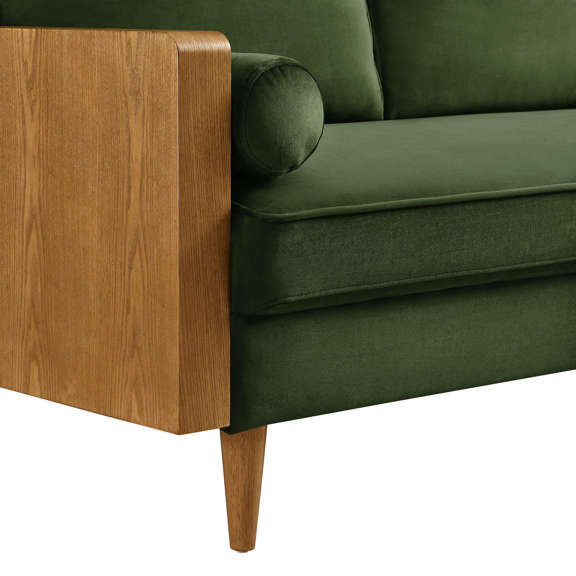 Modway Kellan Sofa, Walnut/Moss Green, large