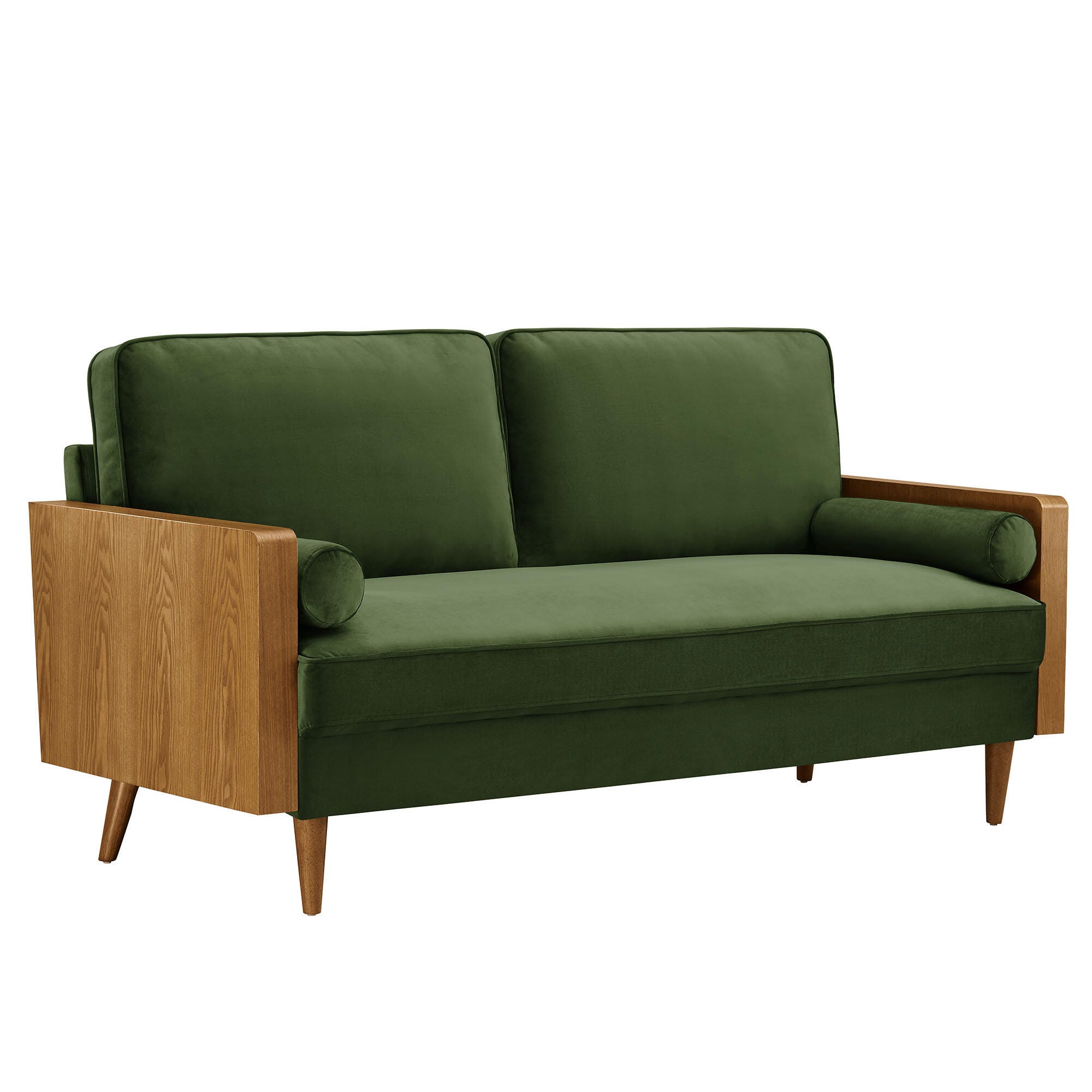 Modway Kellan Sofa, Walnut/Moss Green, large