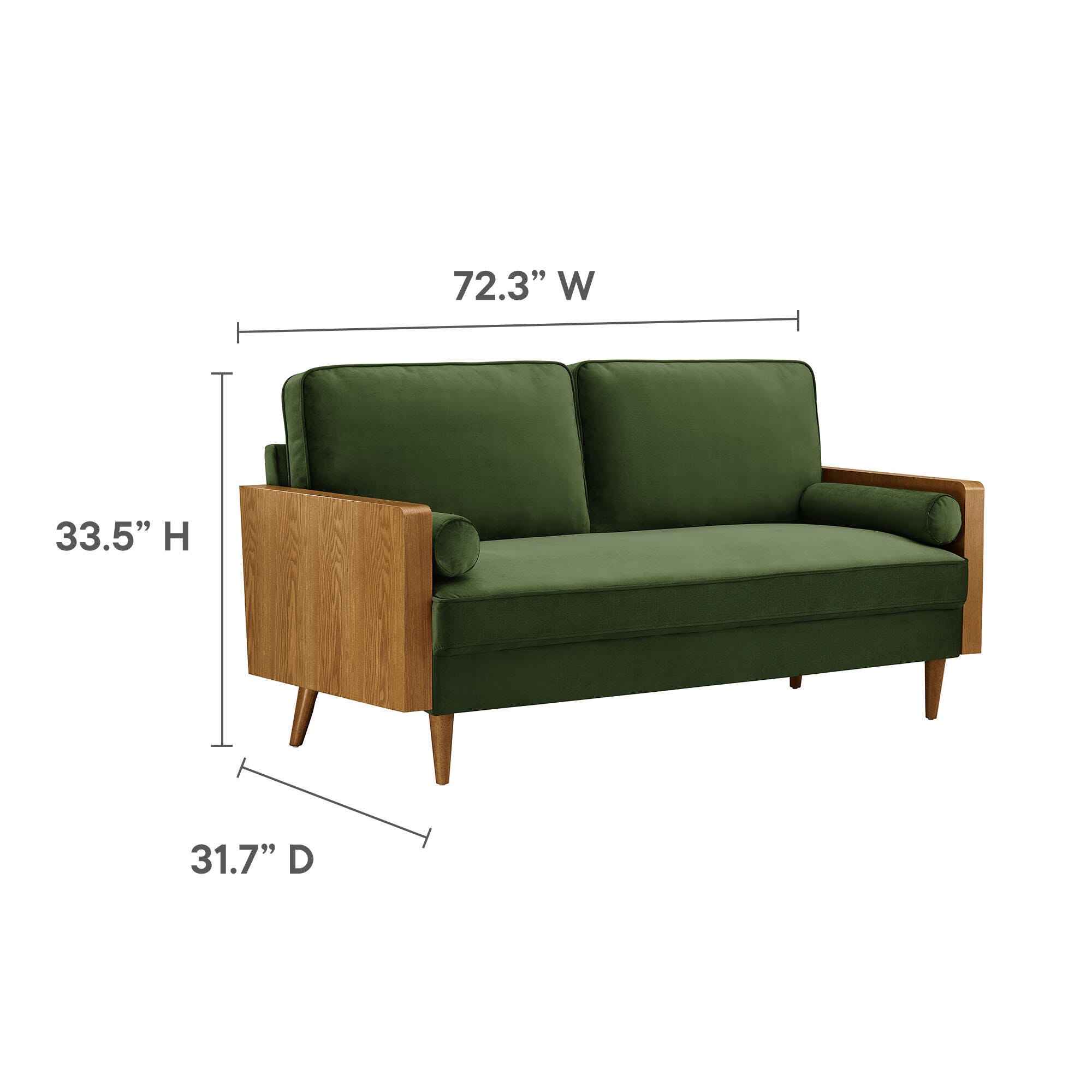 Modway Kellan Sofa, Walnut/Moss Green, large