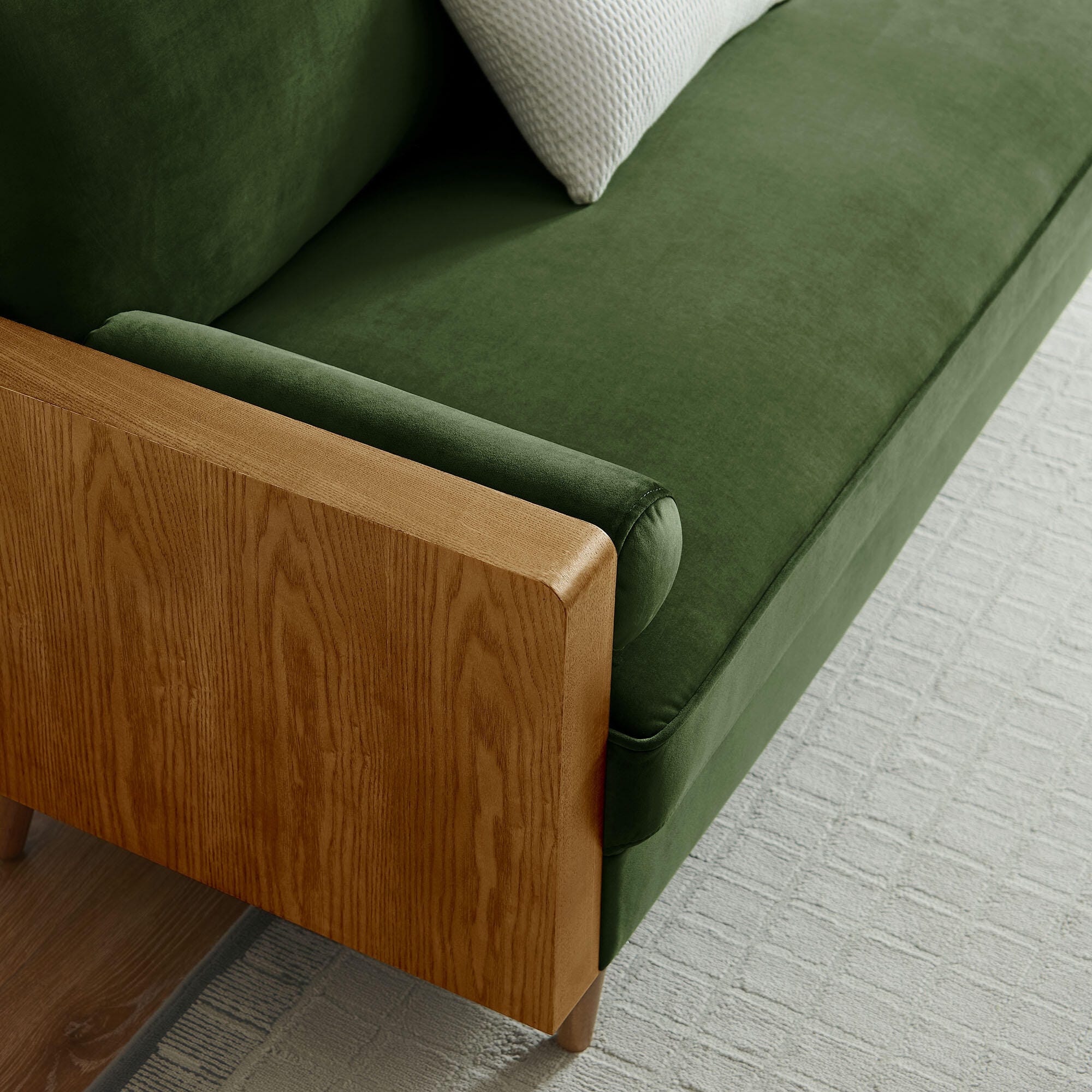 Modway Kellan Sofa, Walnut/Moss Green, large