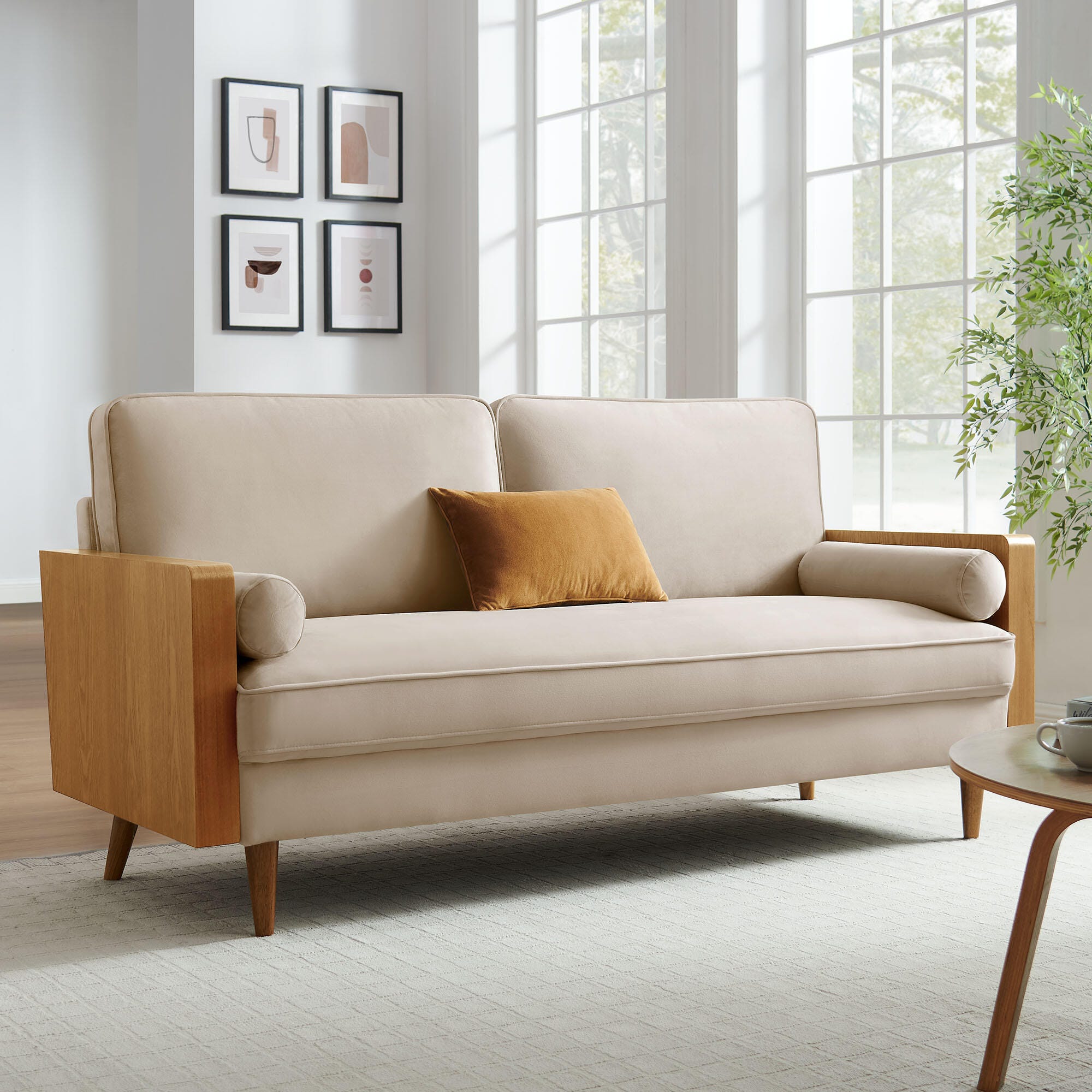 Modway Kellan Sofa, Walnut/Almond, rollover