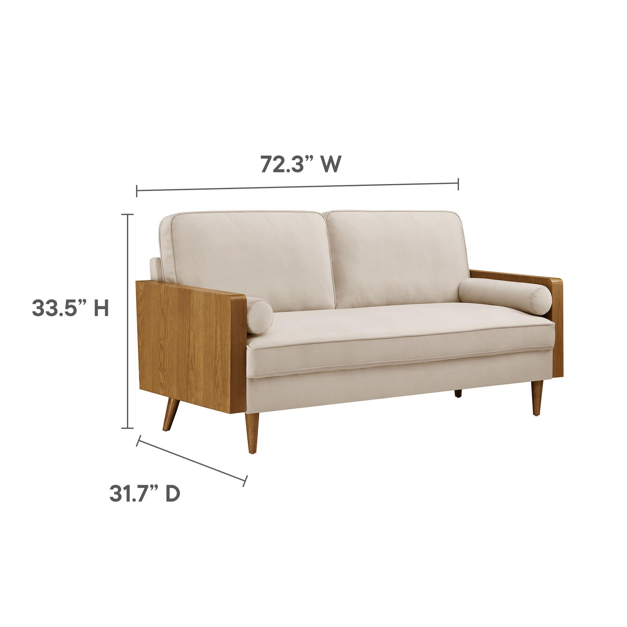 Modway Kellan Sofa, Walnut/Almond, large