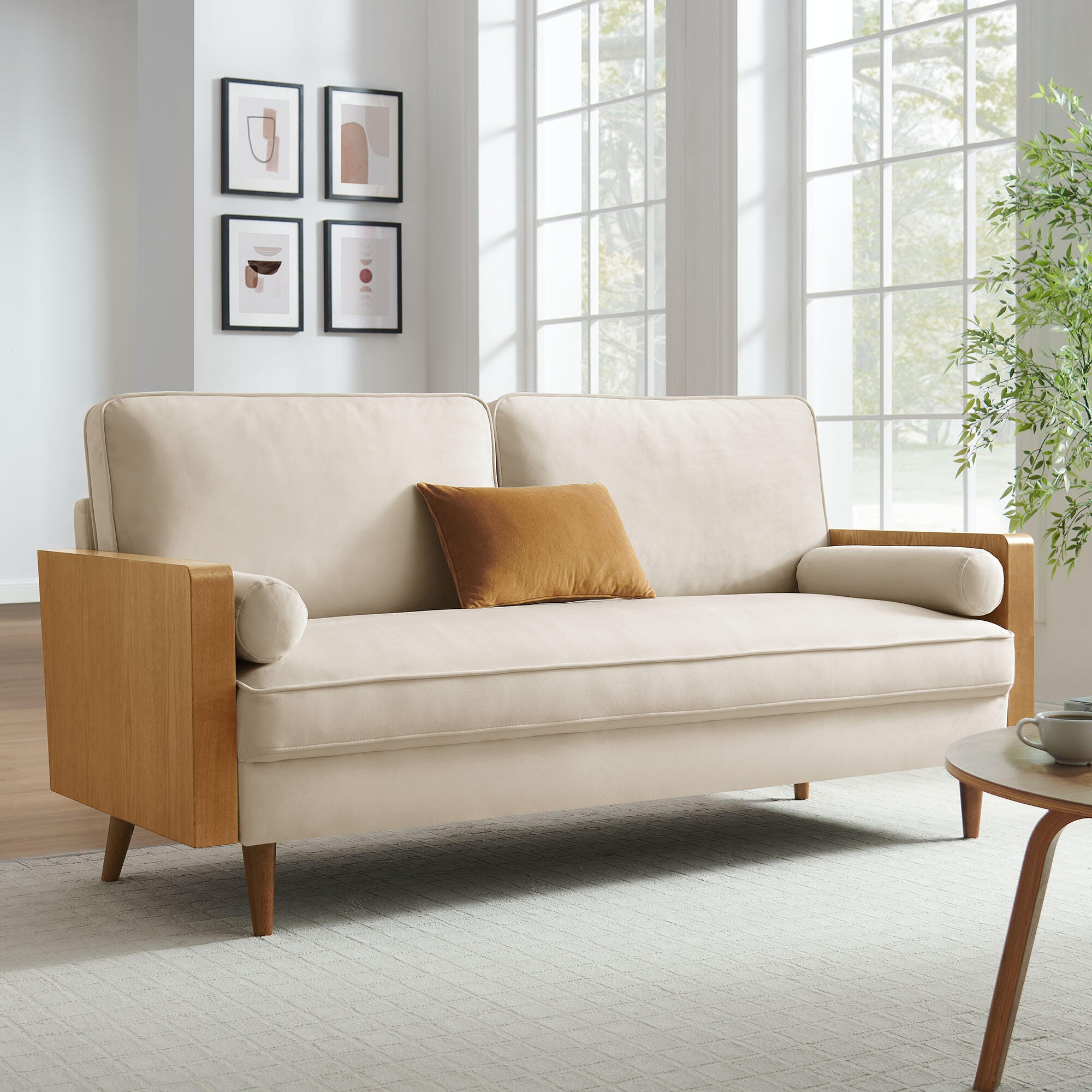 Modway Kellan Sofa, Walnut/Alabaster, rollover