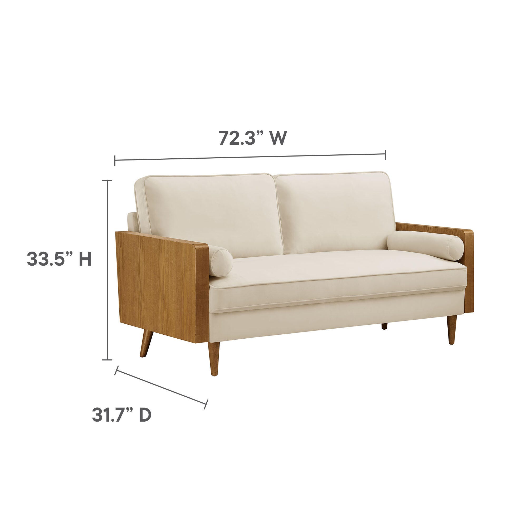 Modway Kellan Sofa, Walnut/Alabaster, large