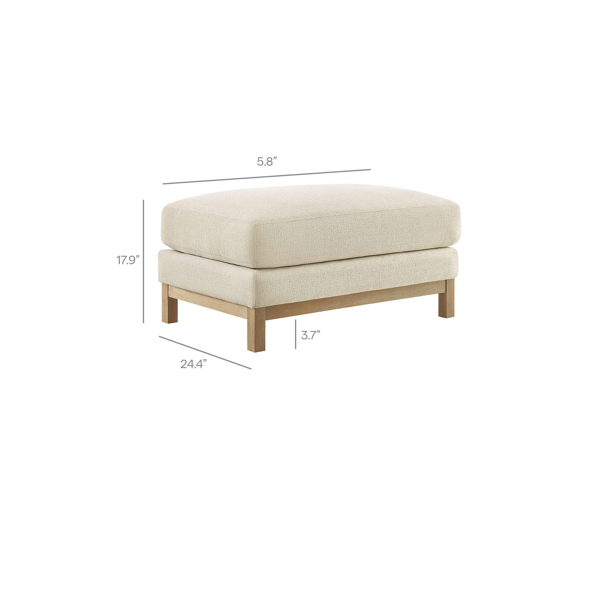 Modway Roscoe Ottoman, Ivory, large