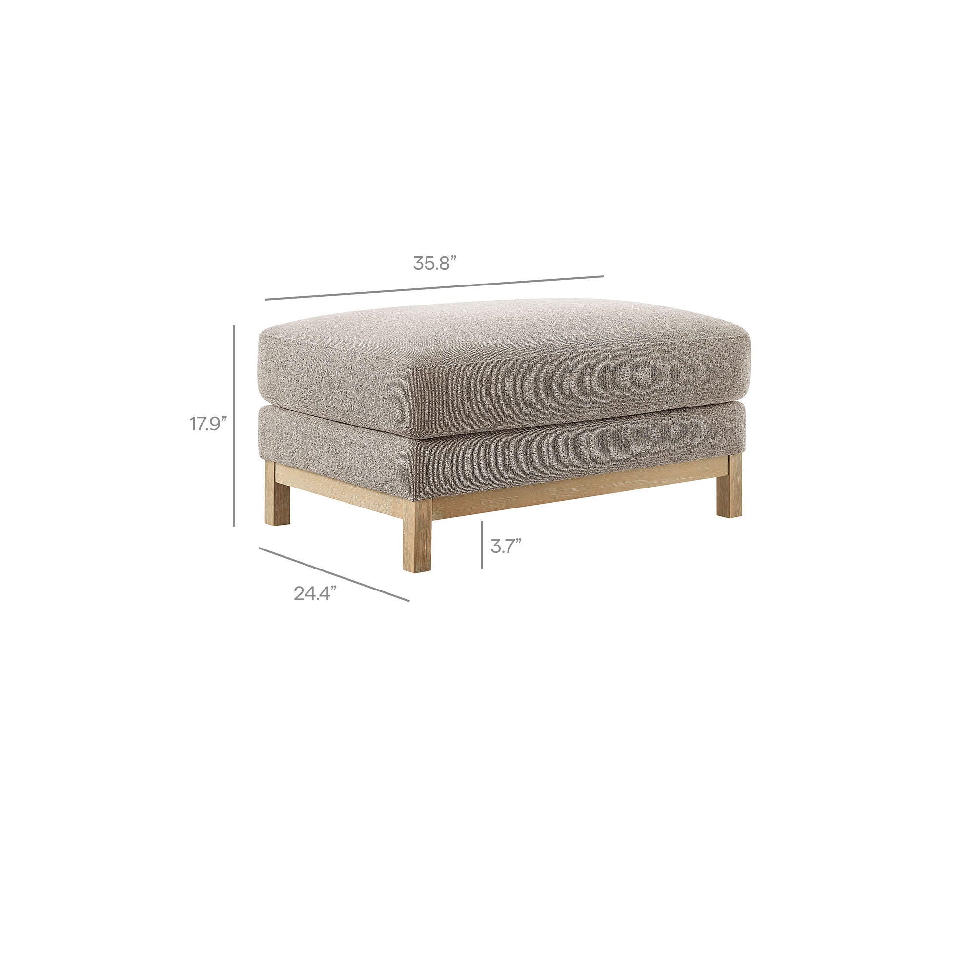 Modway Roscoe Ottoman, Pewter, large