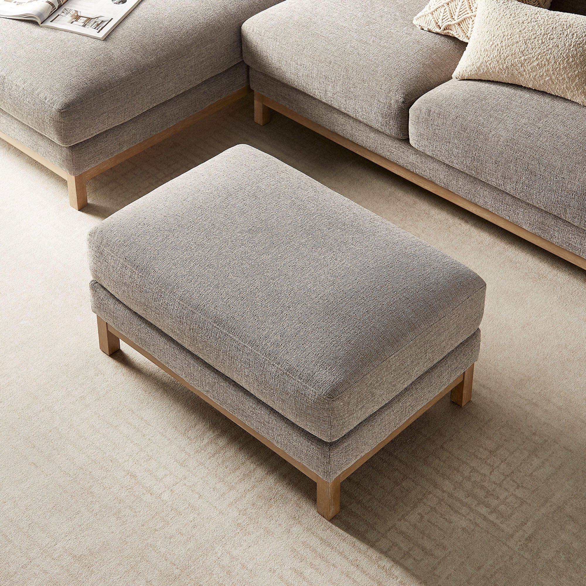 Modway Roscoe Ottoman, Pewter, large