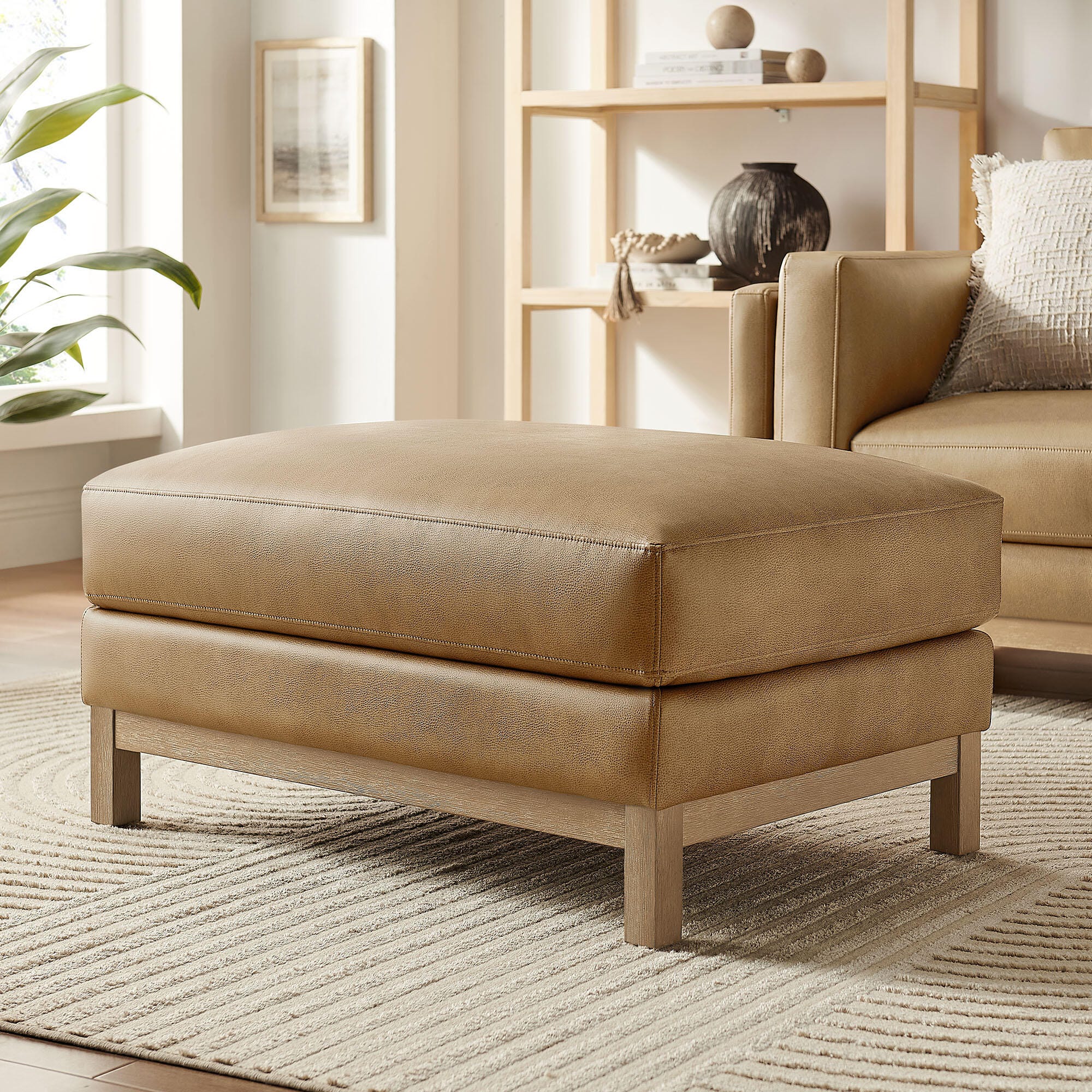 Modway Roscoe Solid Ottoman, Toast, large