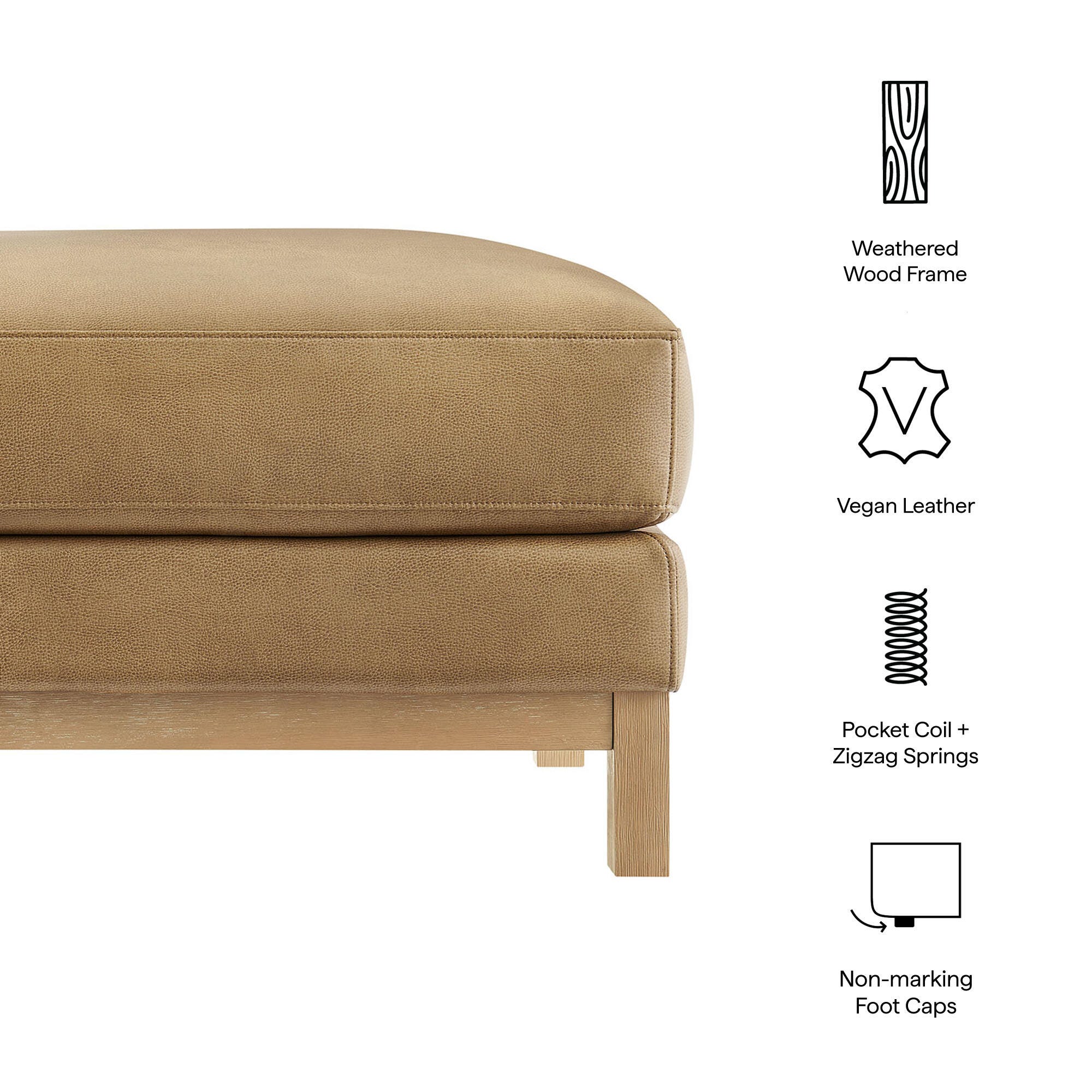 Modway Roscoe Solid Ottoman, Toast, large