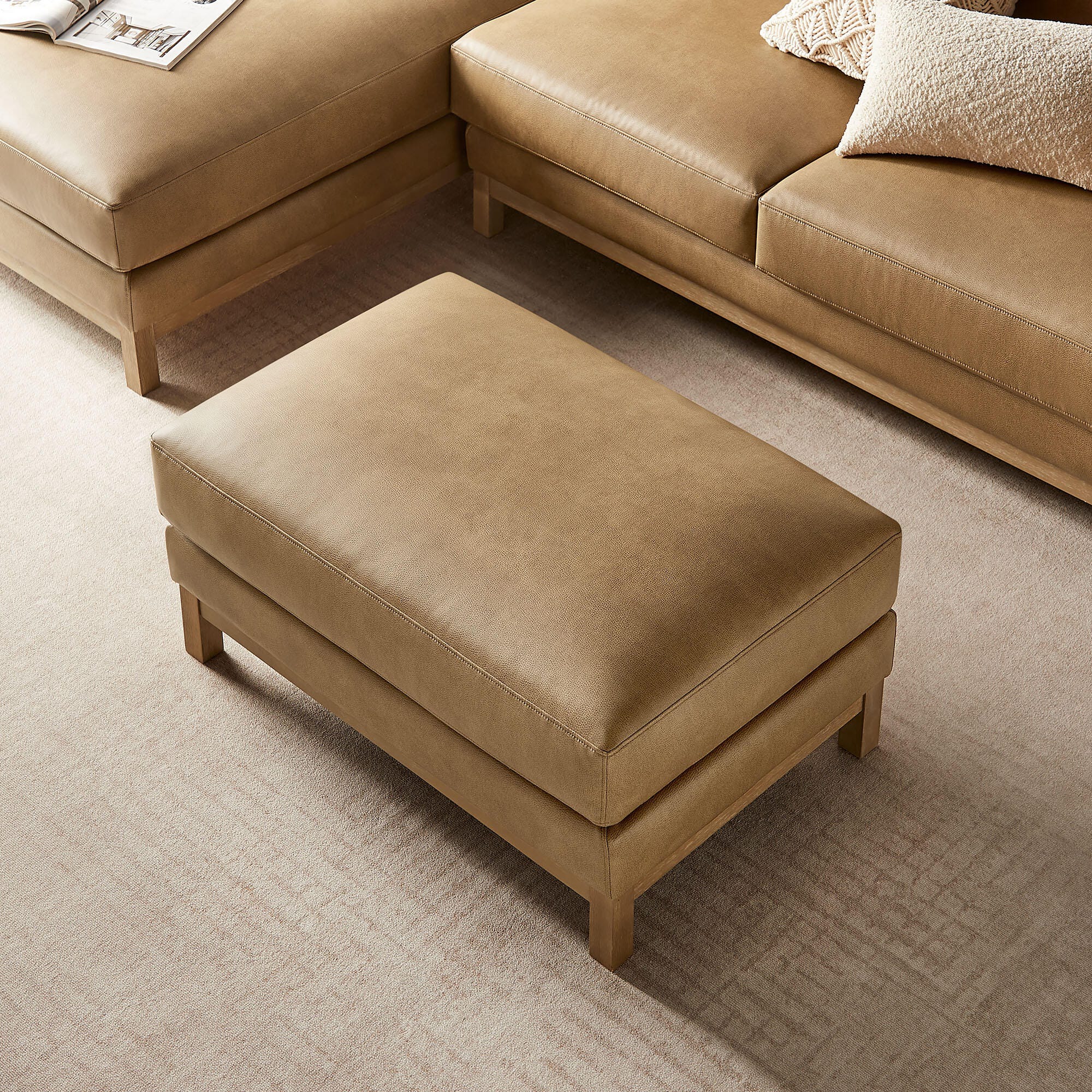 Modway Roscoe Solid Ottoman, Toast, large