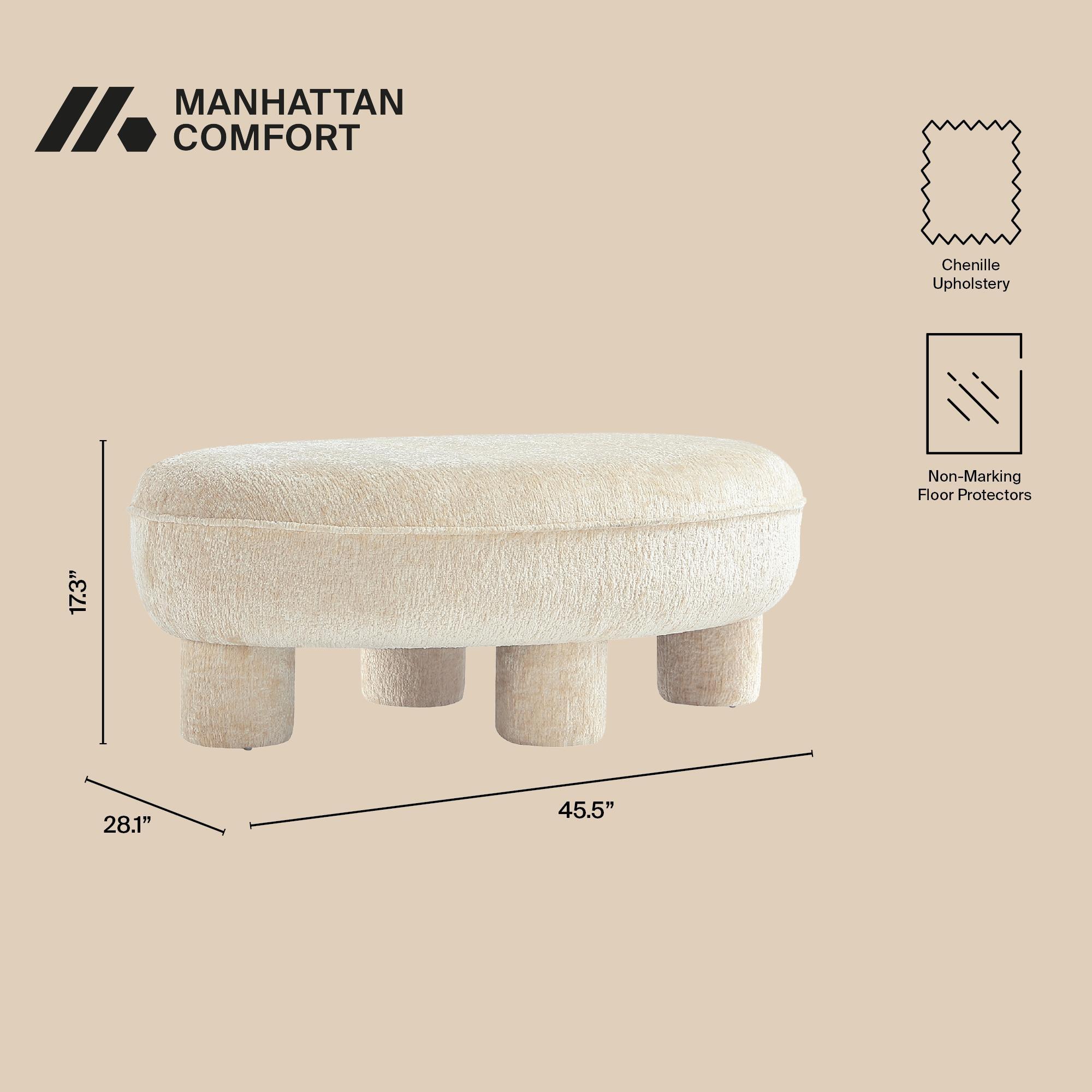 Manhattan Comfort Tribeca Ottoman, Cream, large