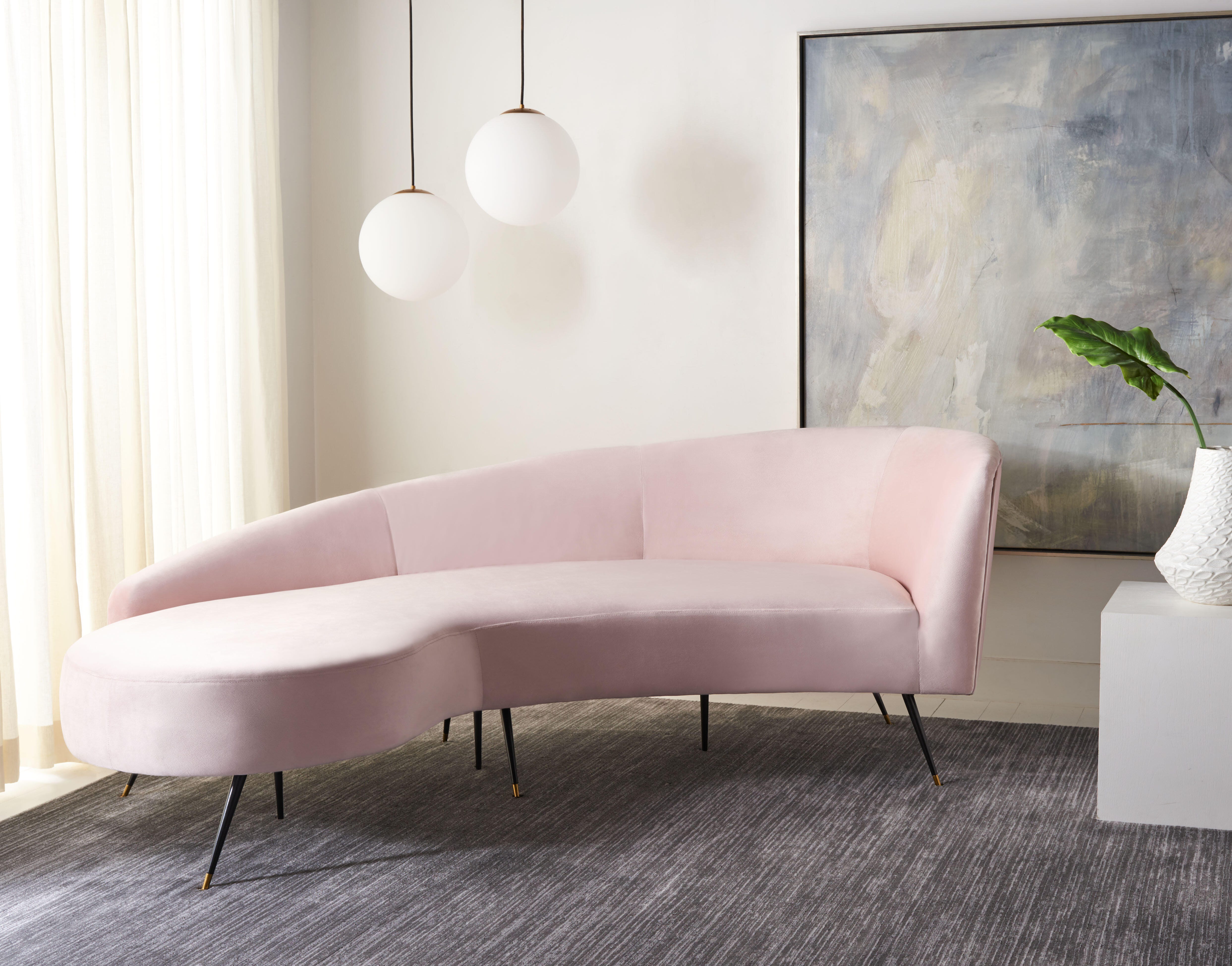 Safavieh Evangeline Sofa, Pale Pink, rollover