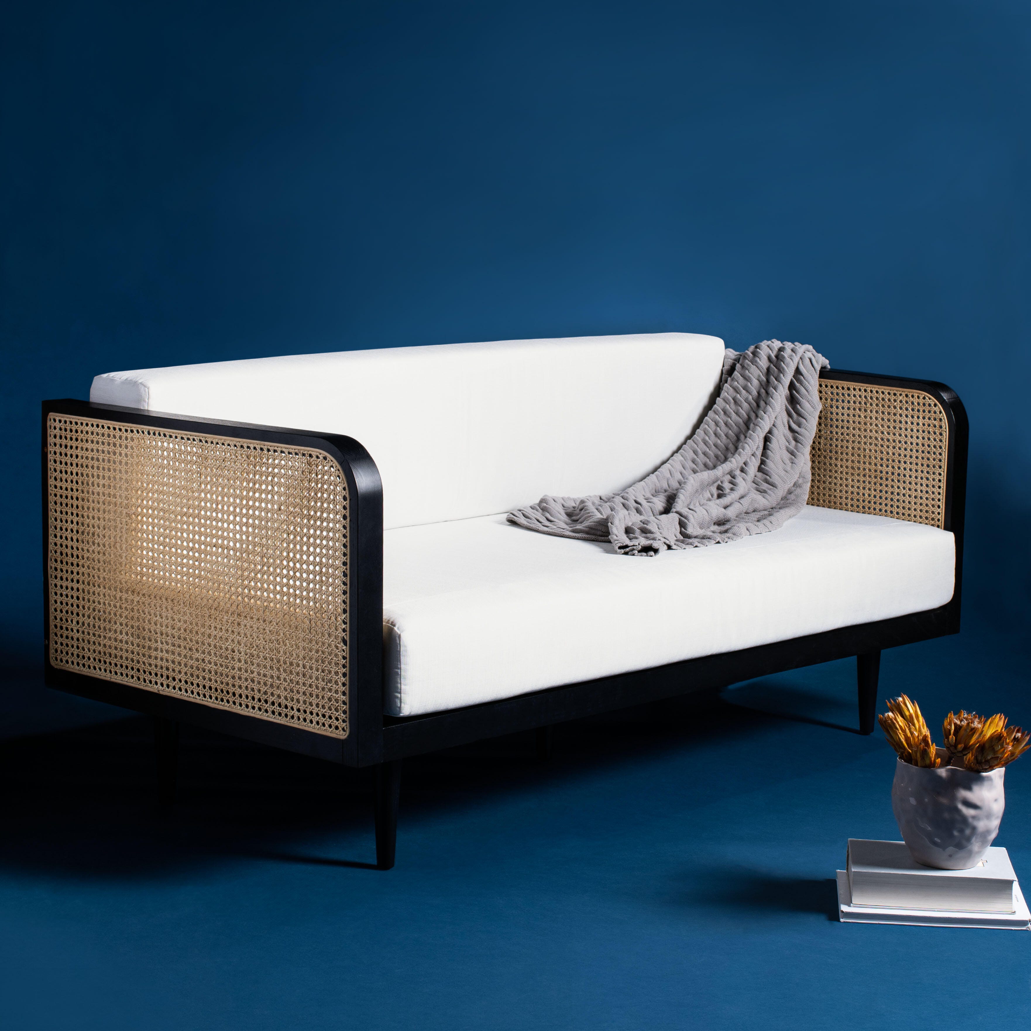 Safavieh Helena Sofa, Black/Natural, rollover