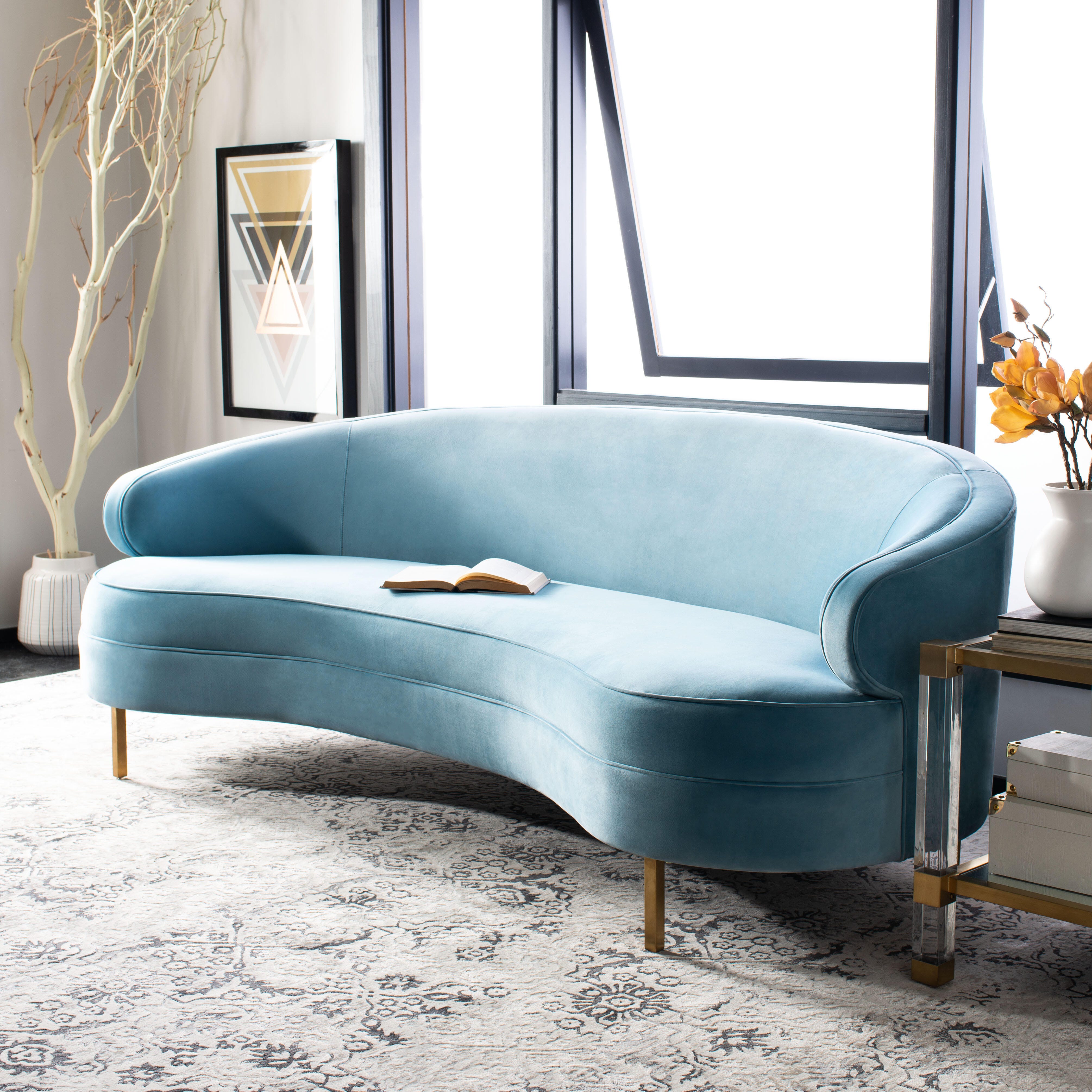 Safavieh Primrose Sofa, Light Blue, rollover