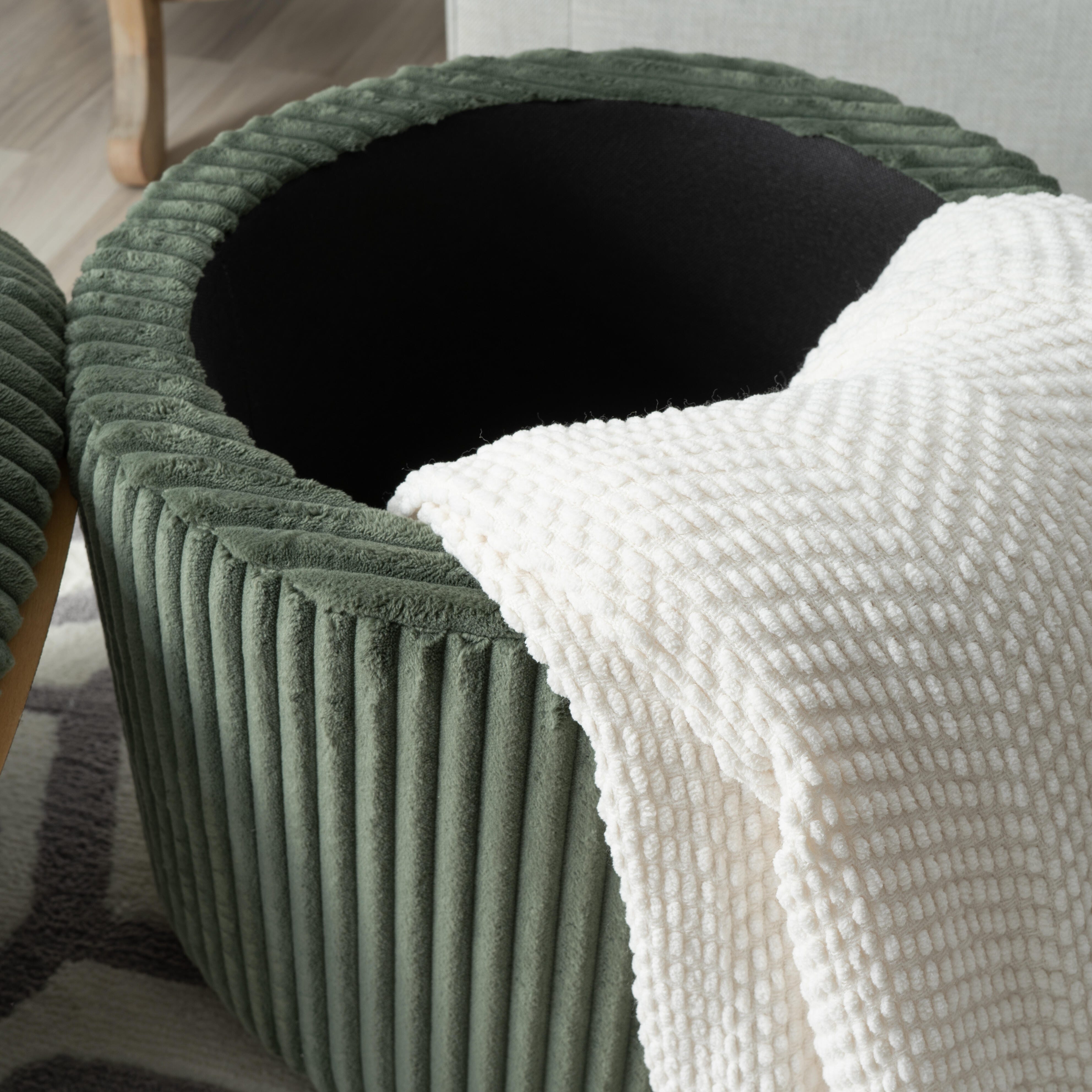 Linon Ottoman with Storage, Green, large