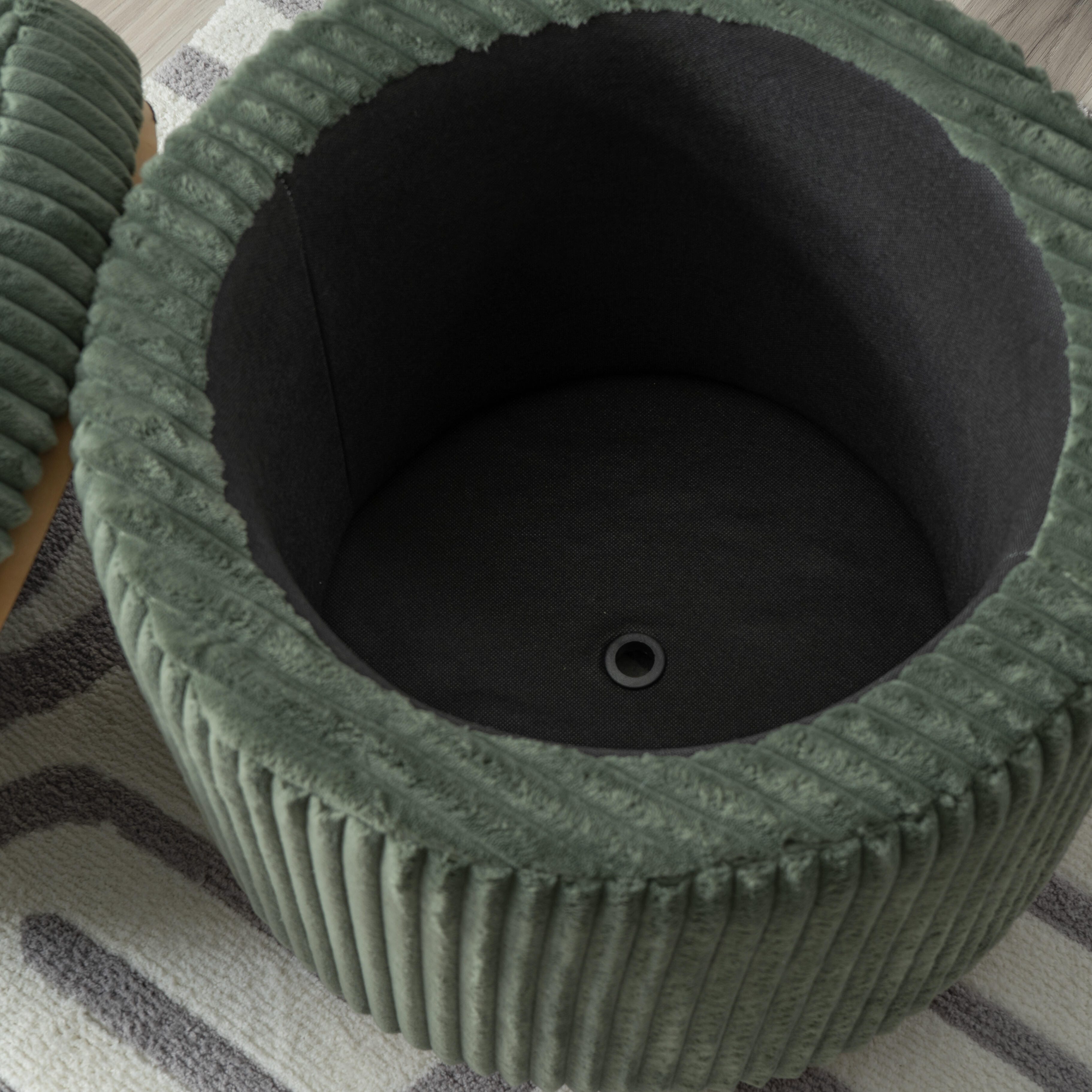 Linon Ottoman with Storage, Green, large