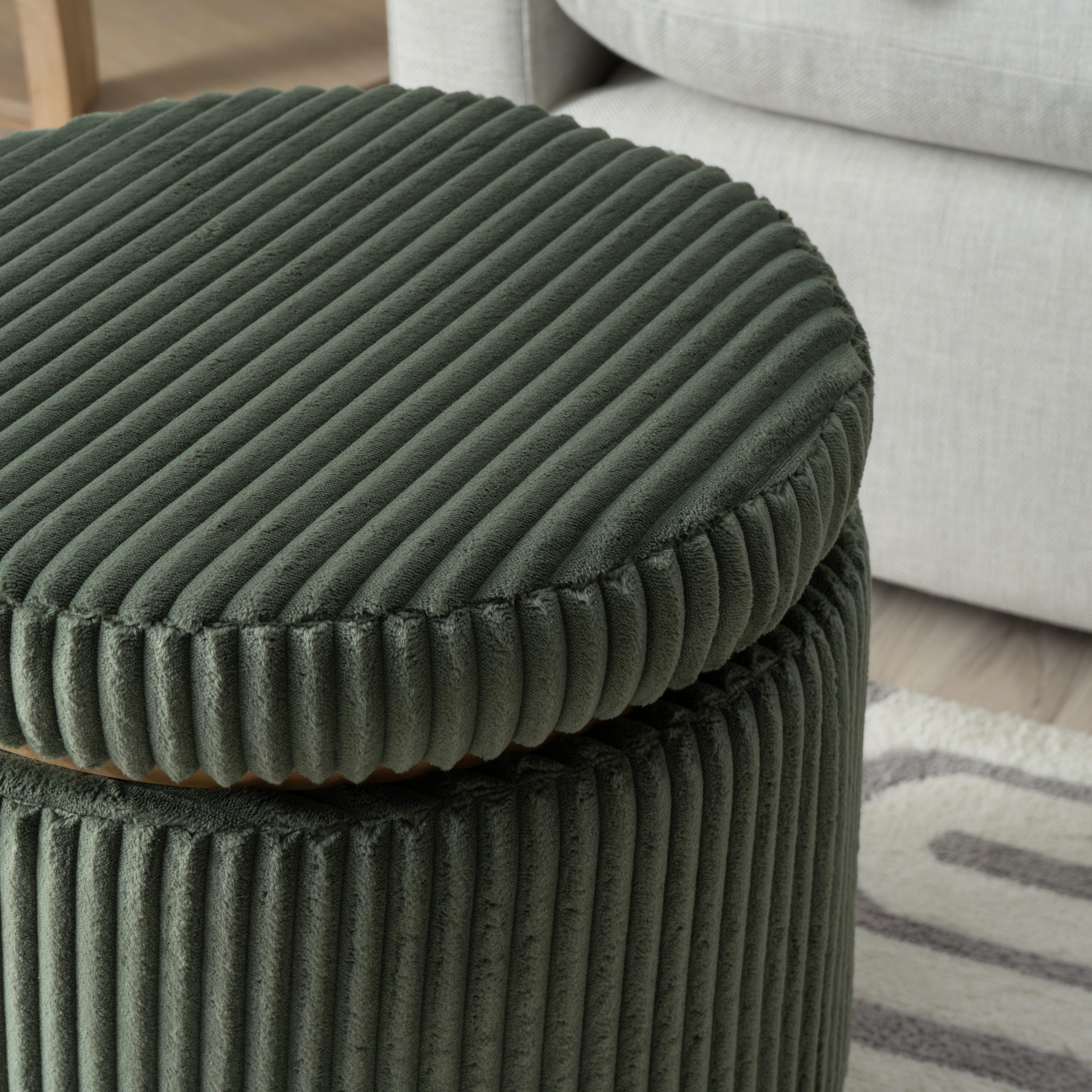 Linon Ottoman with Storage, Green, large