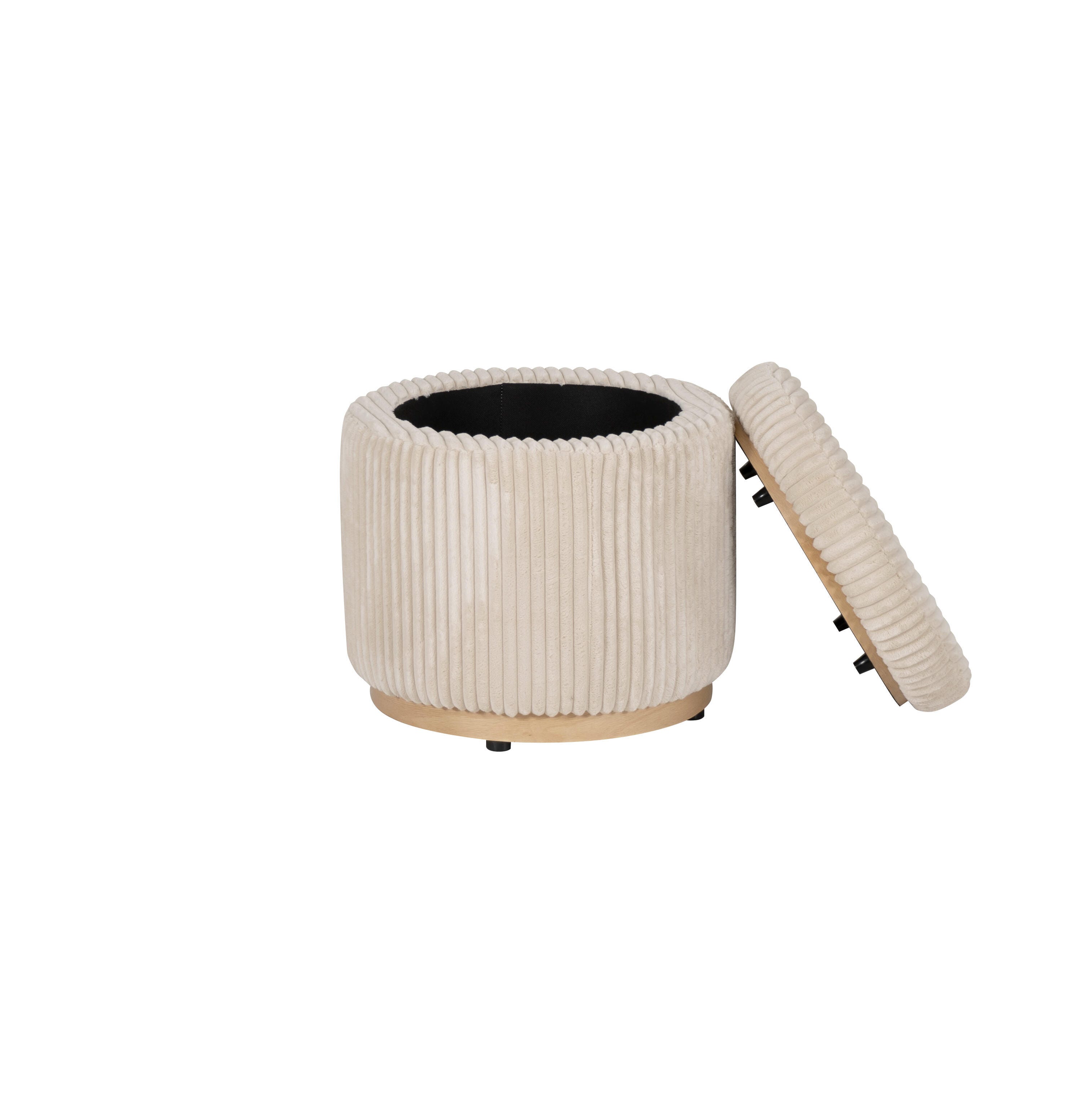 Linon Ottoman with Storage, Cream, large