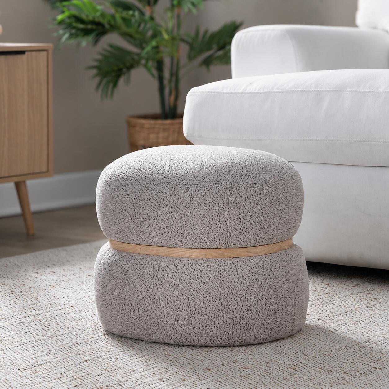LumiSource Cinch Ottoman, Beige, rollover
