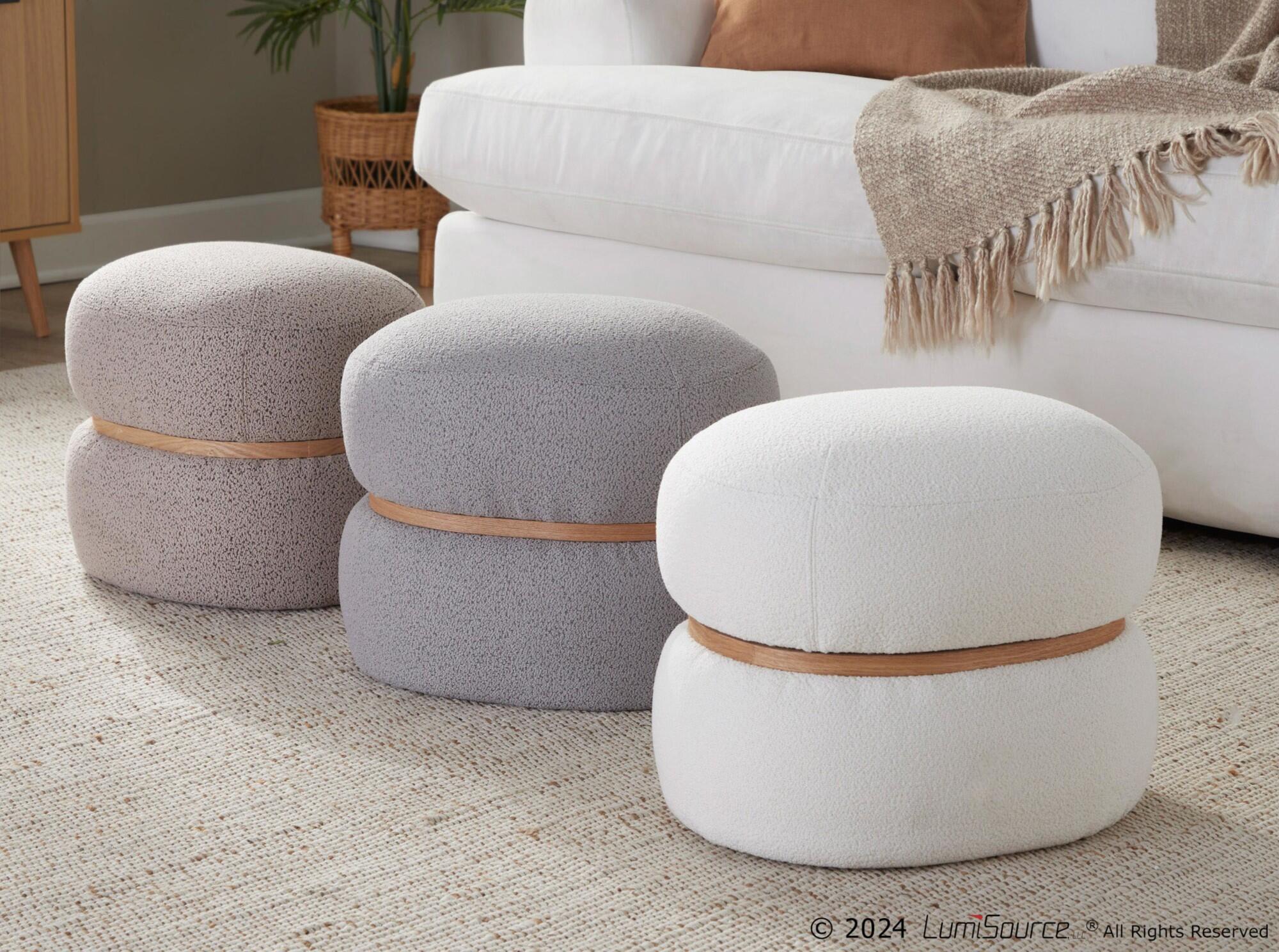 LumiSource Cinch Ottoman, Beige, large
