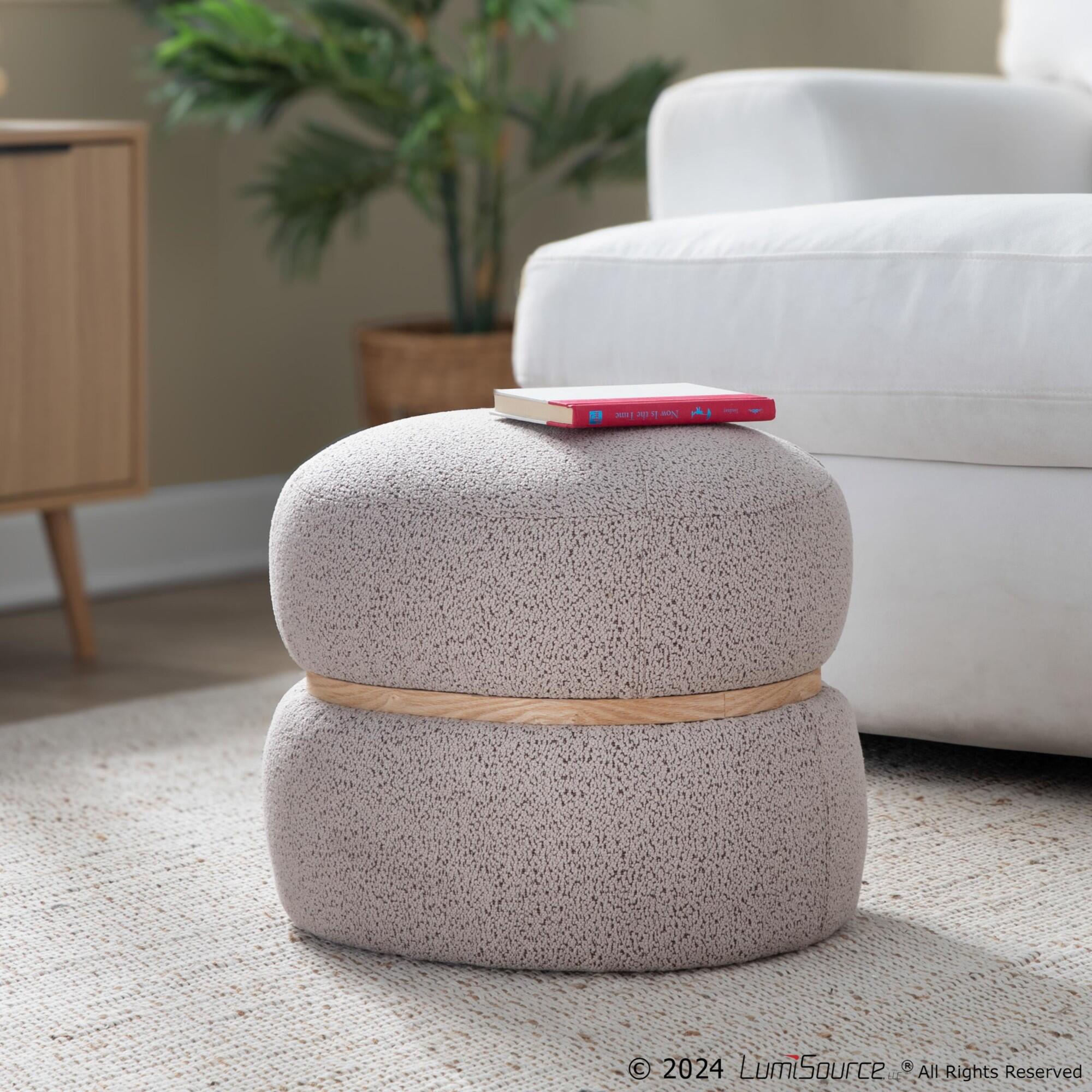 LumiSource Cinch Ottoman, Beige, large