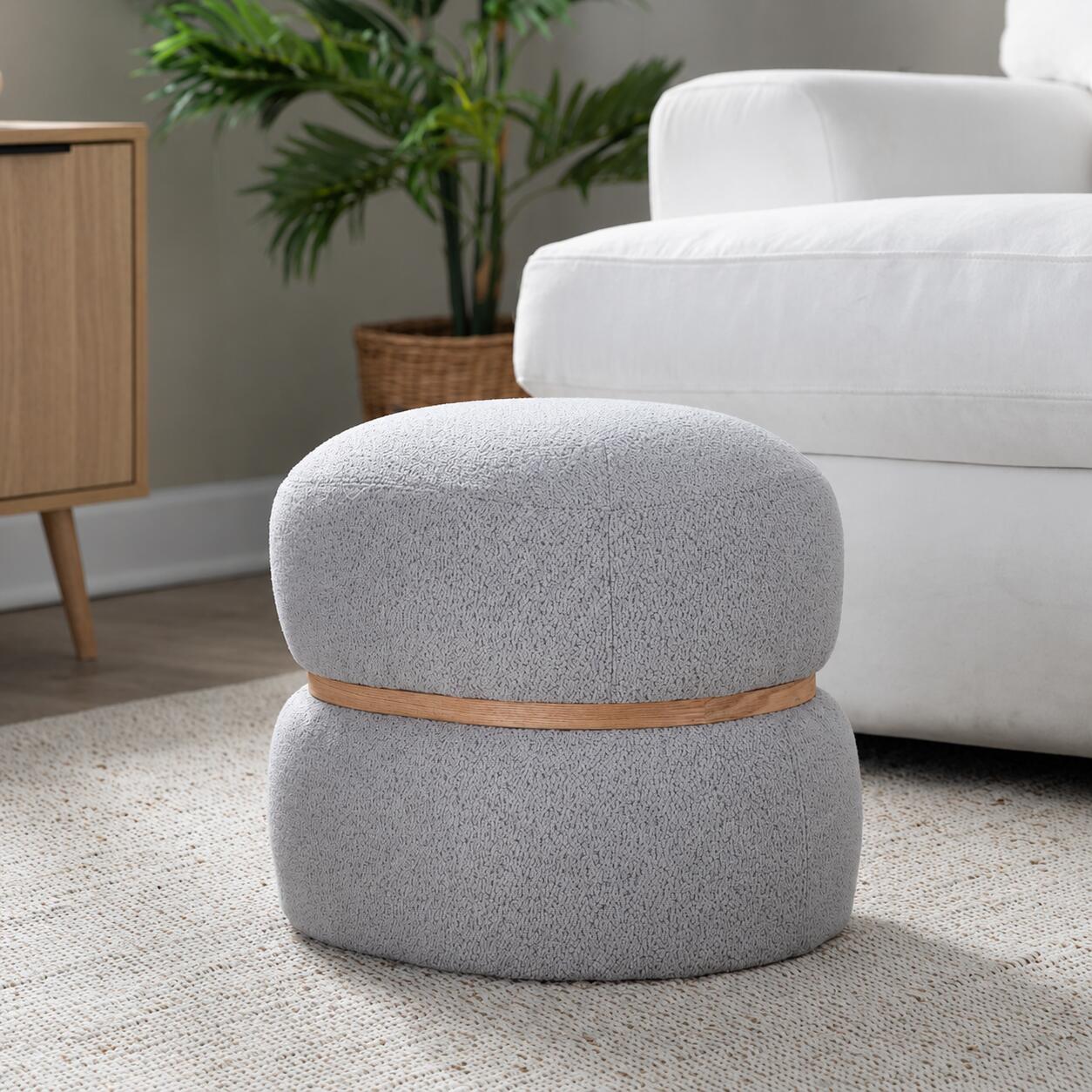 LumiSource Cinch Ottoman, Gray, rollover