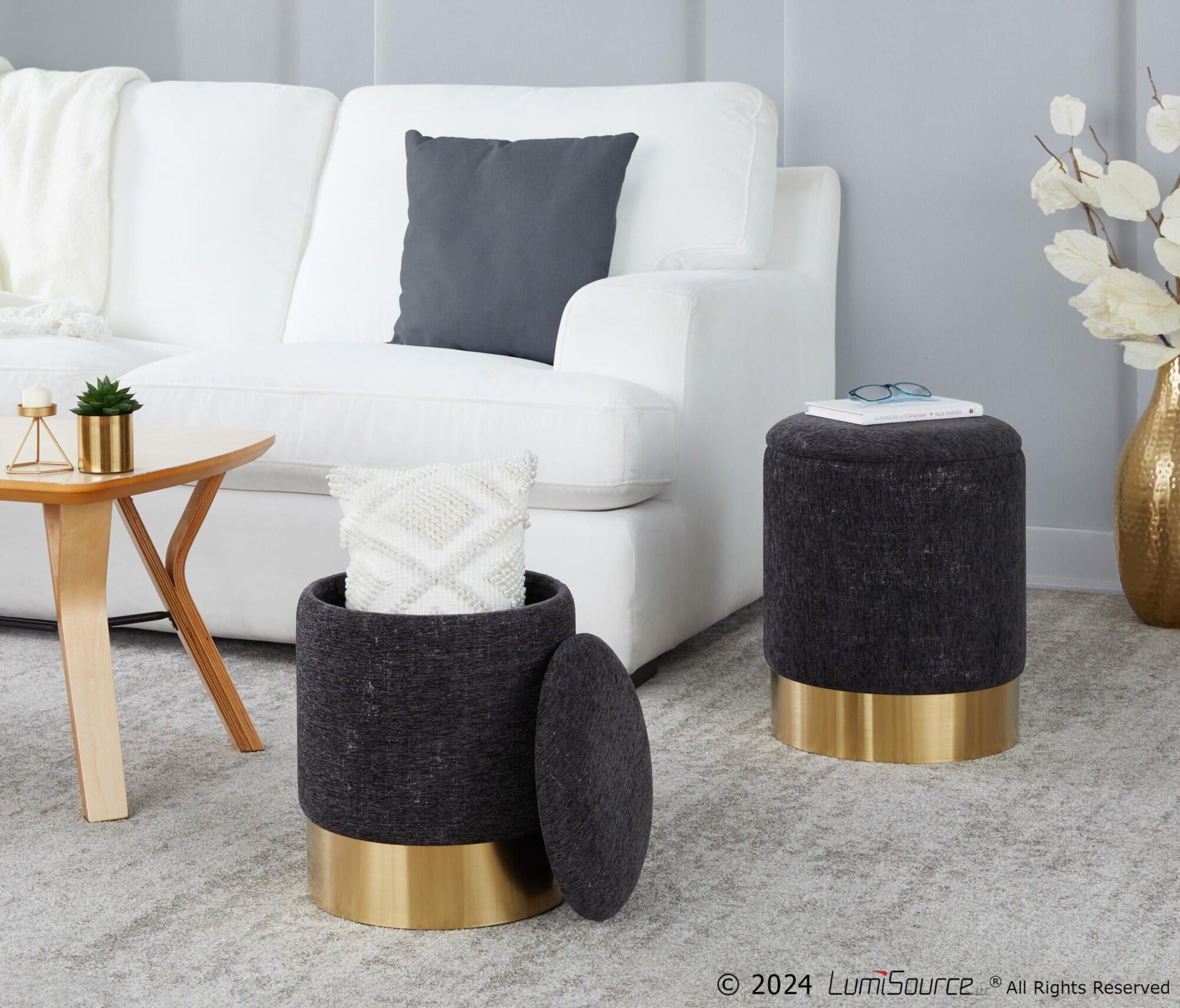 LumiSource Marla Nesting Ottoman Set, Black, rollover