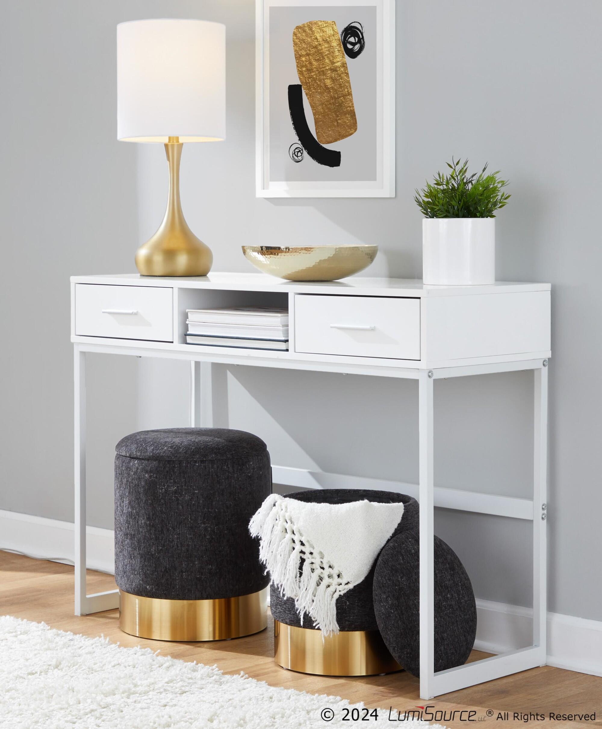 LumiSource Marla Nesting Ottoman Set, Black, large