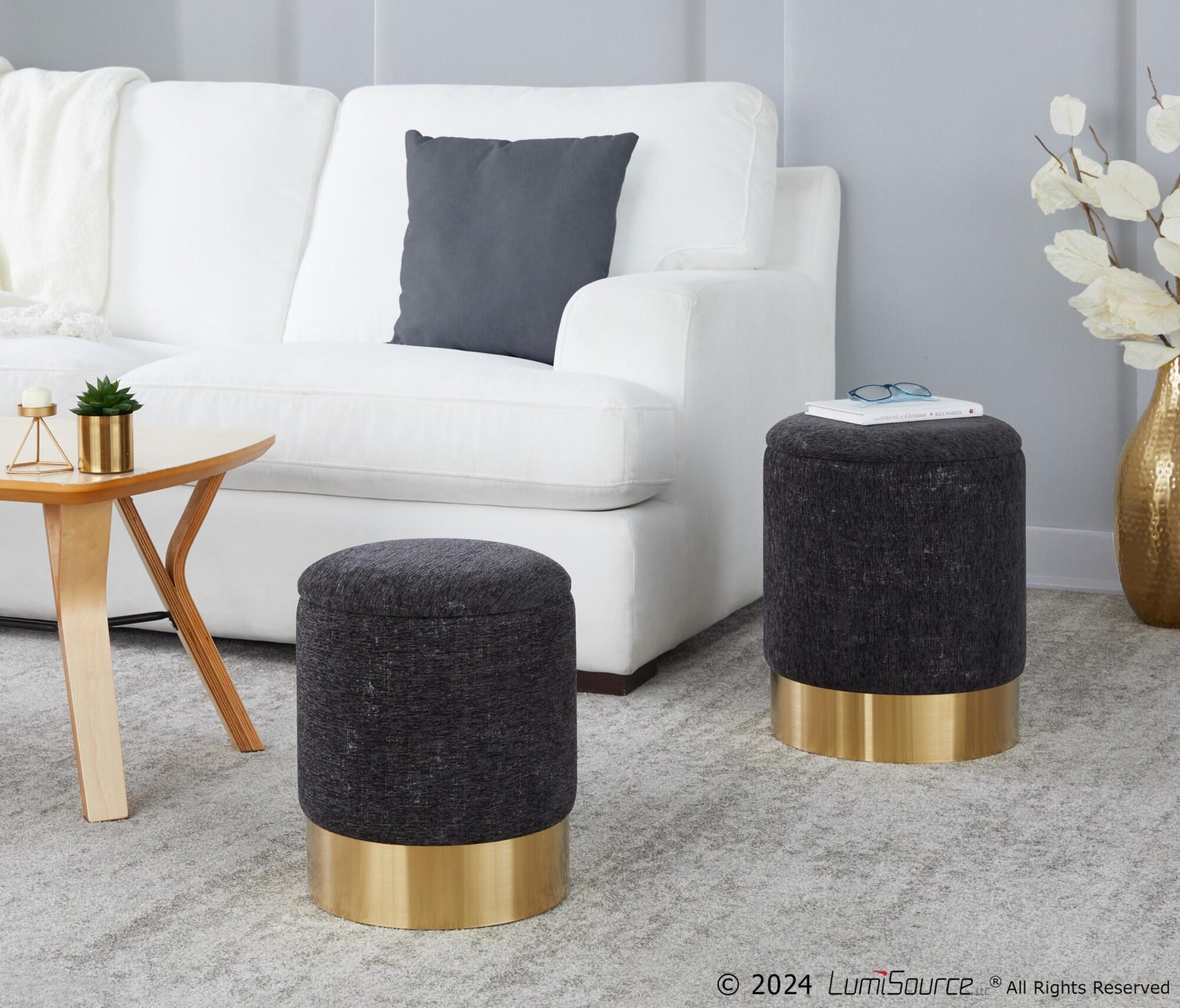 LumiSource Marla Nesting Ottoman Set, Black, large
