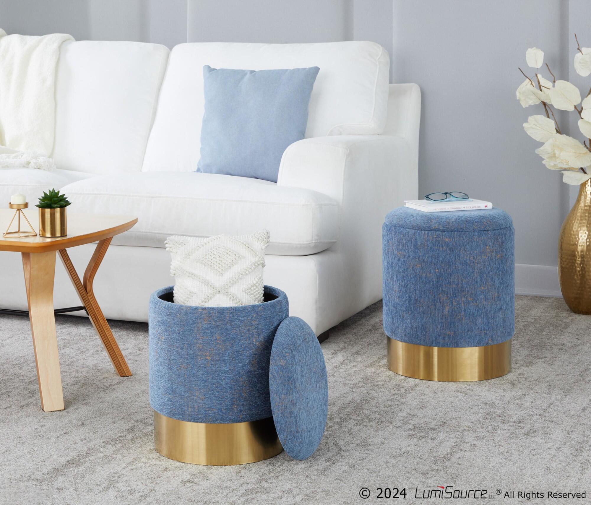 LumiSource Marla Nesting Ottoman Set, Blue, rollover