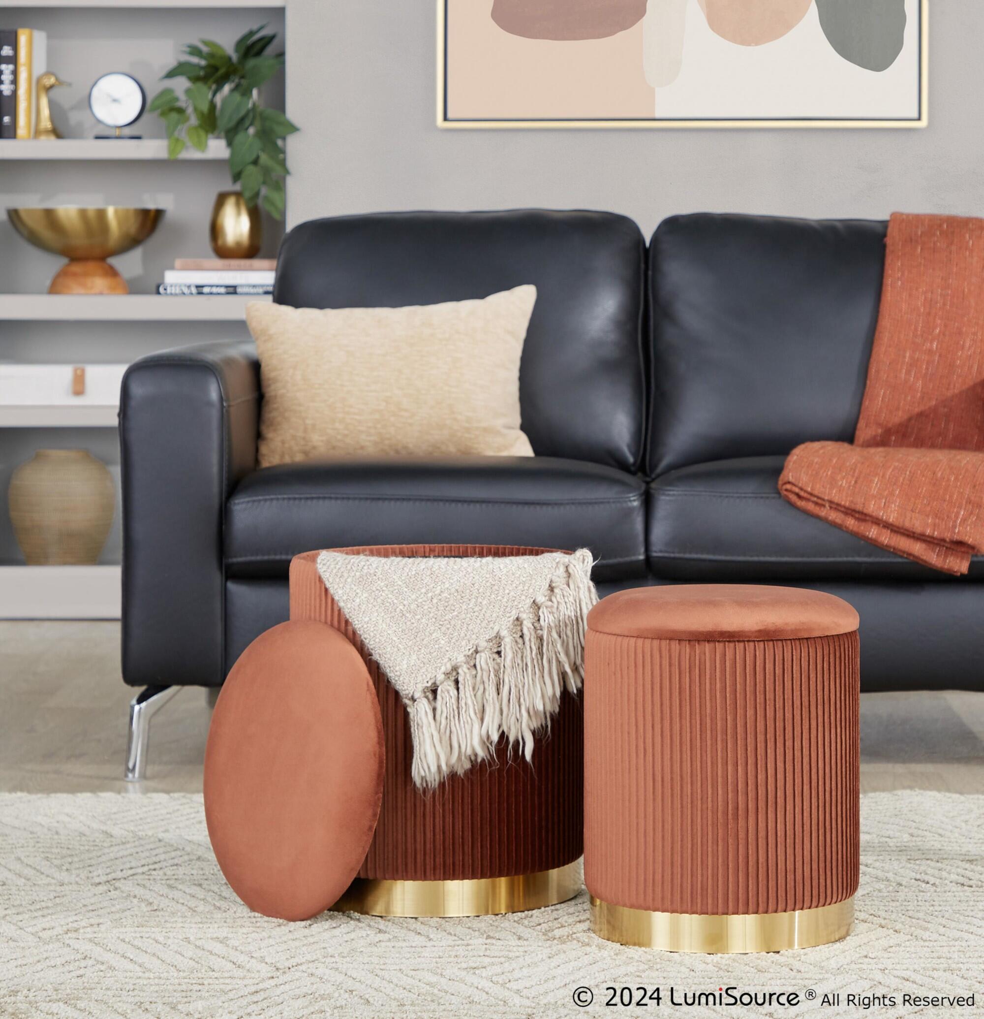 LumiSource Marla Nesting Pleated Ottoman Set, , rollover